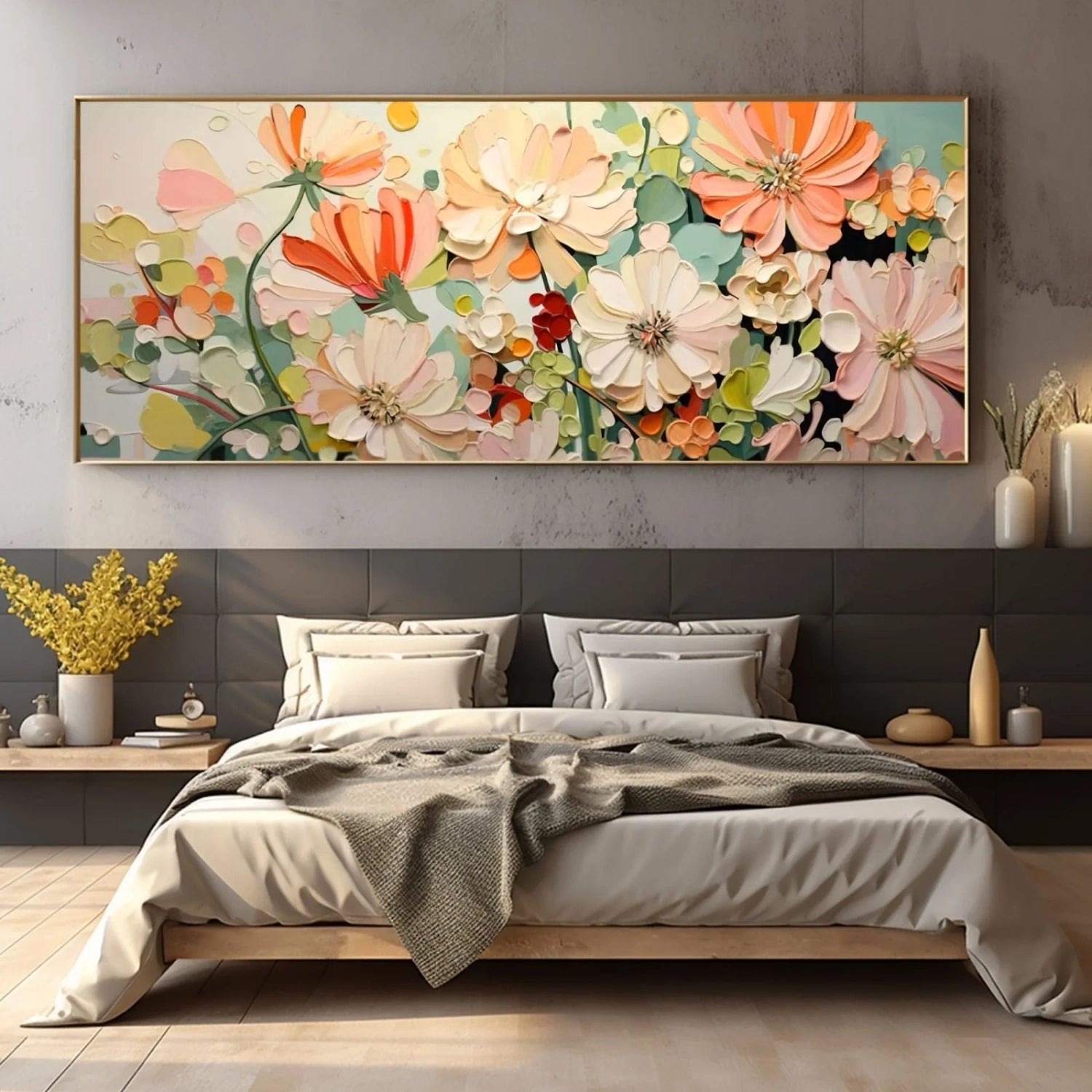 Colorful Flower Textured Painting Canvas #FP052