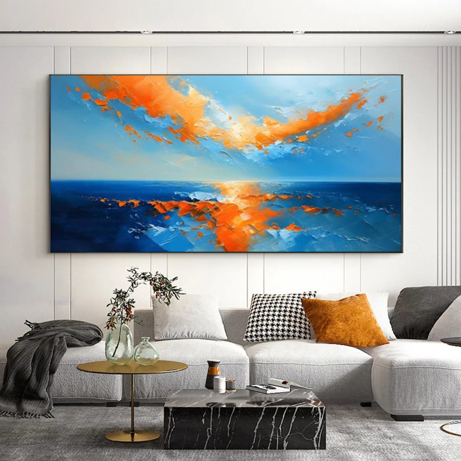 Ocean And Sky Abstract Textured Wall Art #OS128