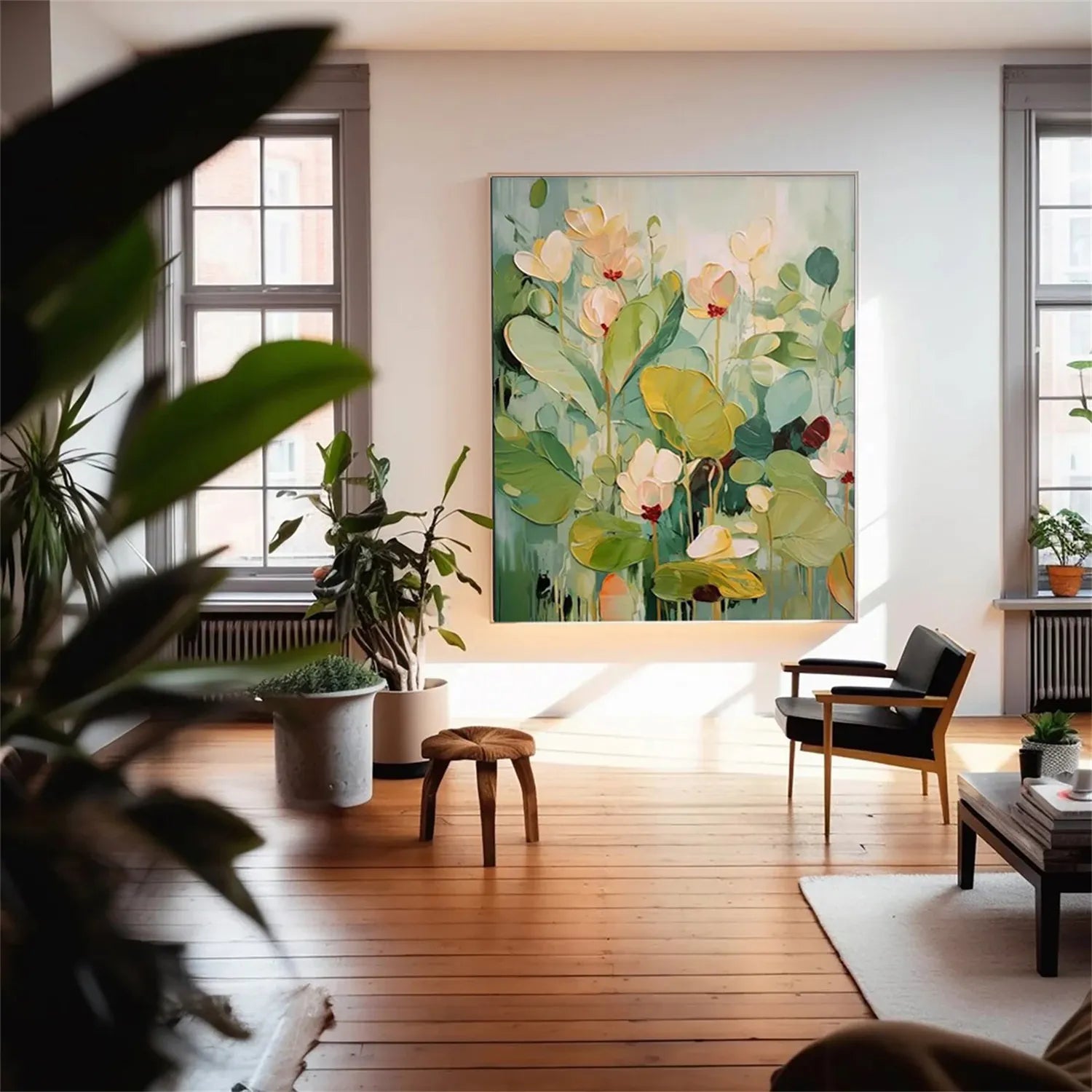 Colorful Flower Textured Painting Canvas FP013 - hand-painted wall art on canvas