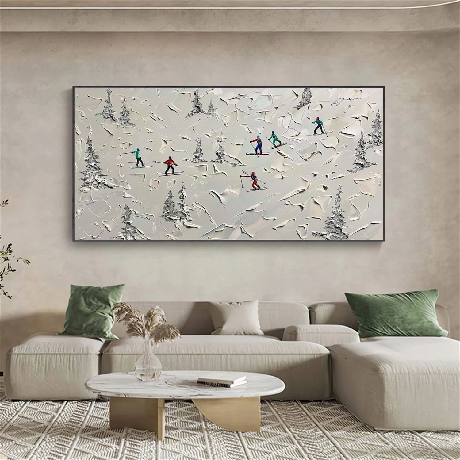 Skiing Sport Textured Wall Art #MS079