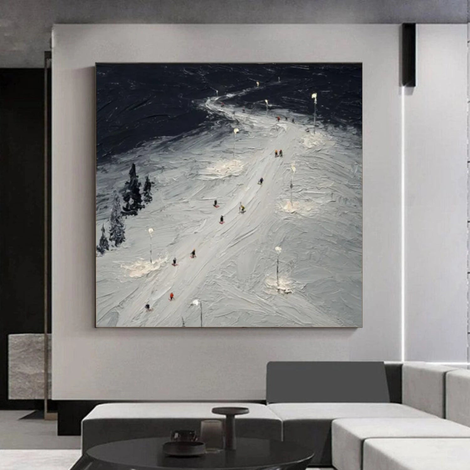 Skiing Sport Textured Wall Art #MS047