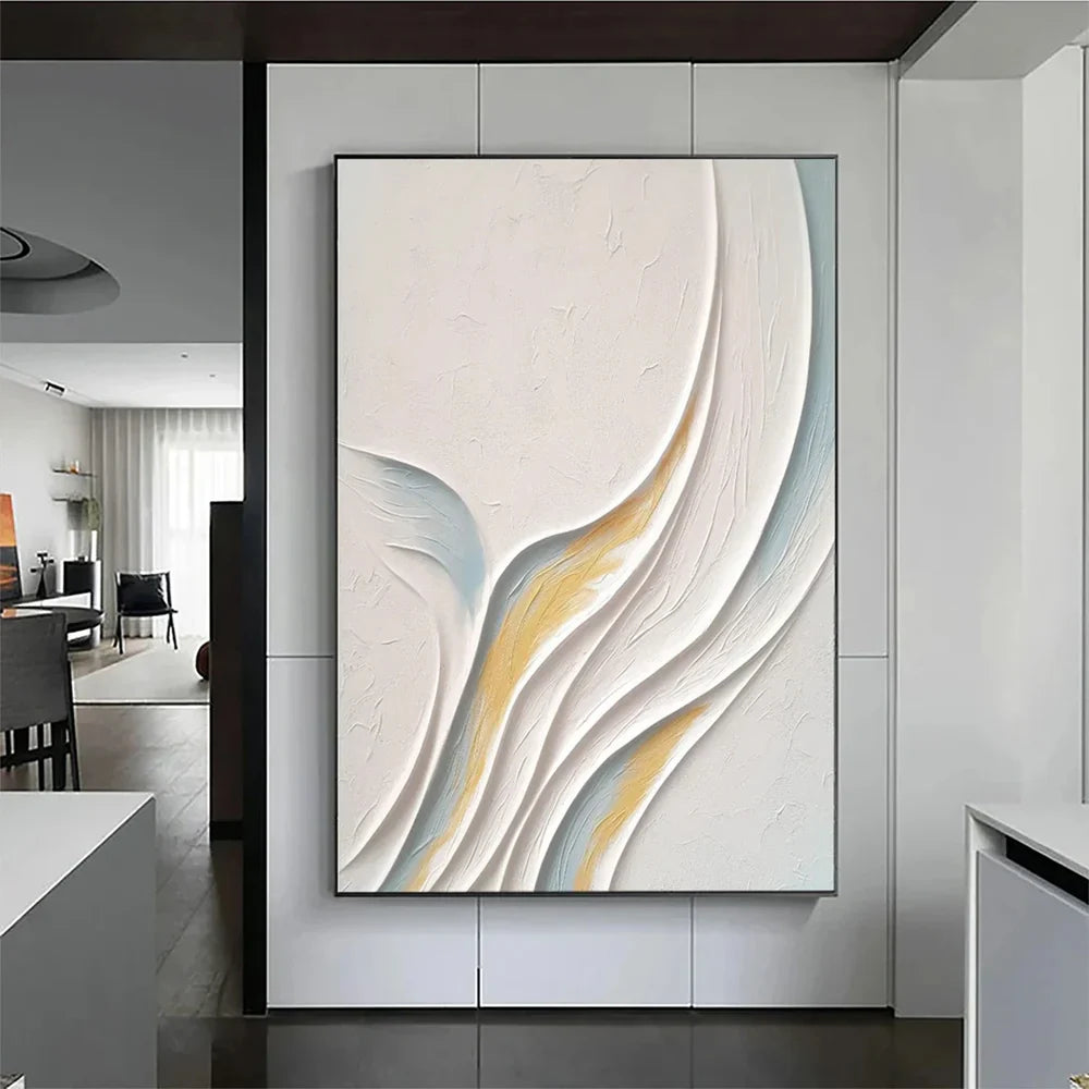 White Minimalist Textured Painting Canvas #MT091