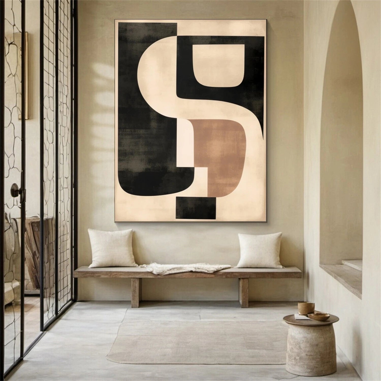 Black and Beige Wabi Sabi Canvas Art #WS051