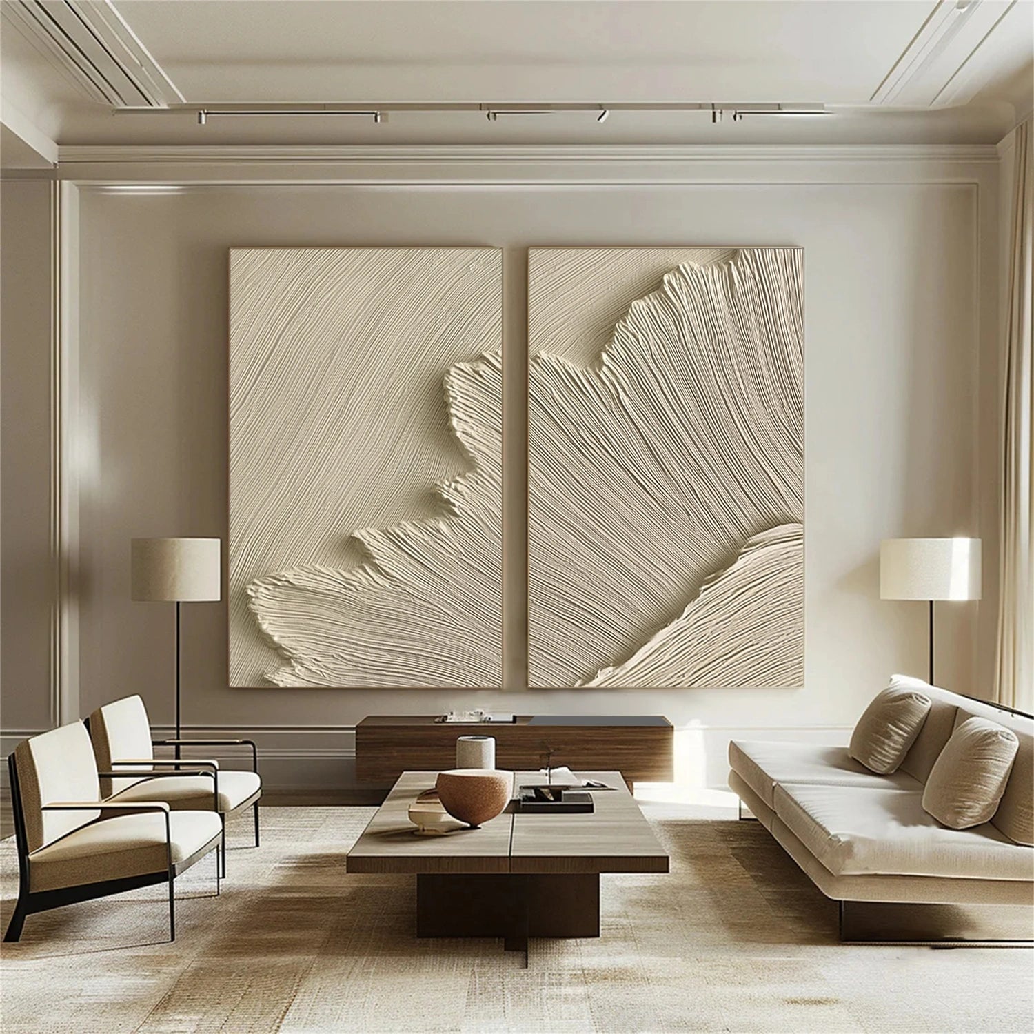 Beige Ocean Minimalist Textured Wall Art #OP053