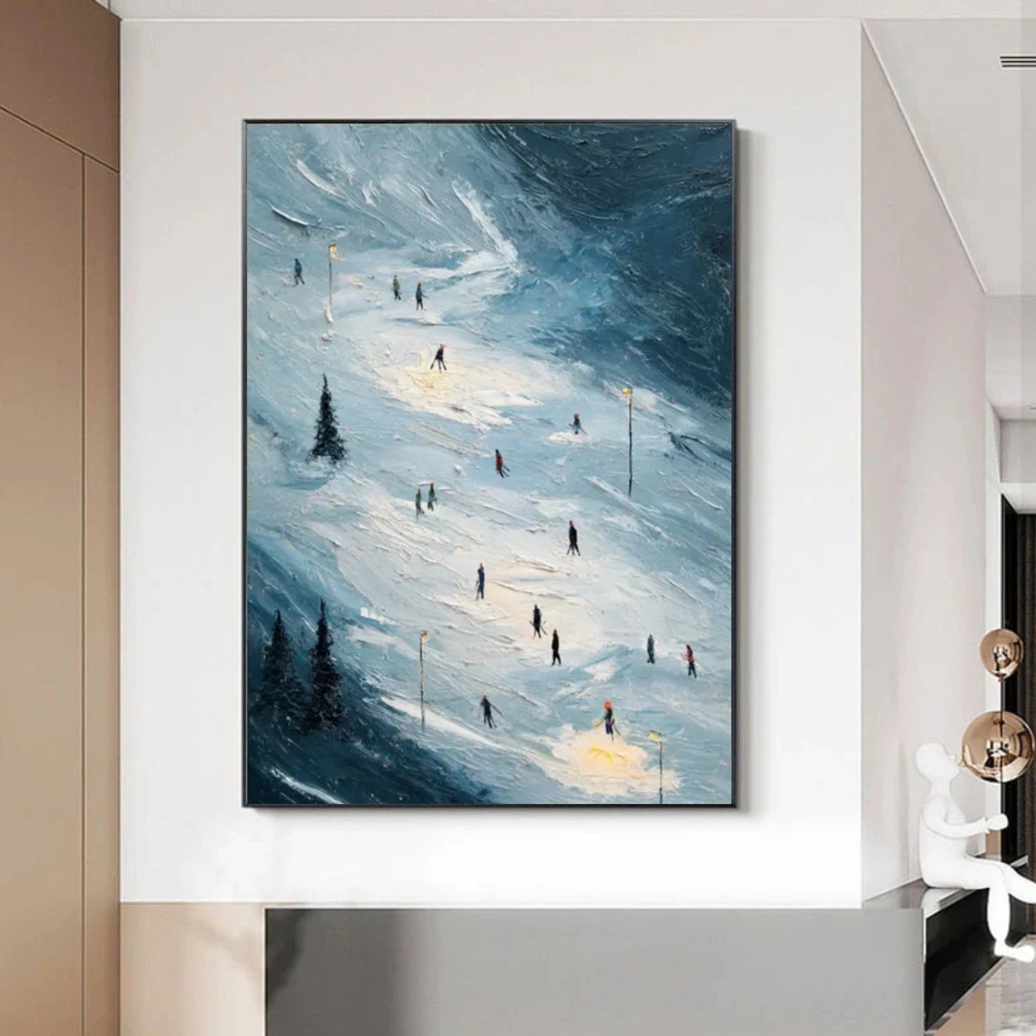 Skiing Sport Textured Wall Art #MS044