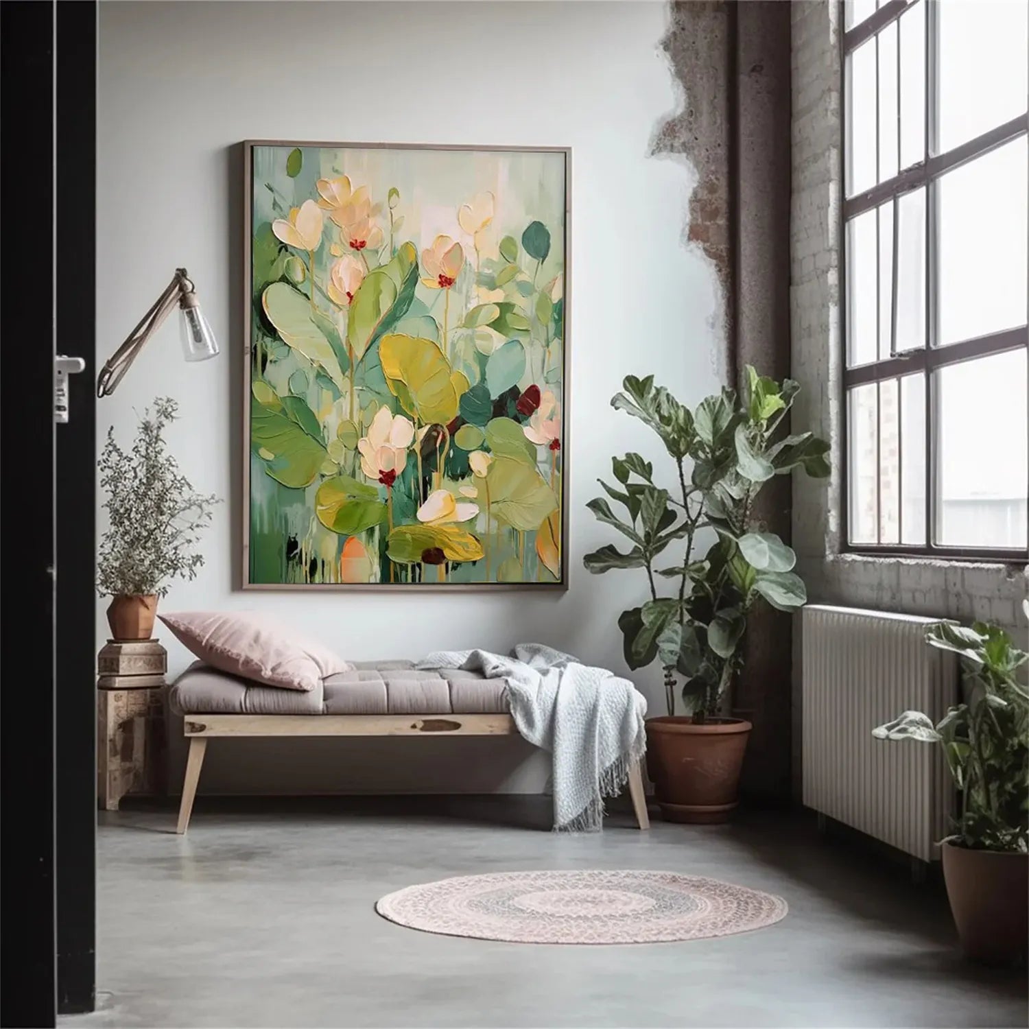 Colorful Flower Textured Painting Canvas FP013 - hand-painted wall art on canvas