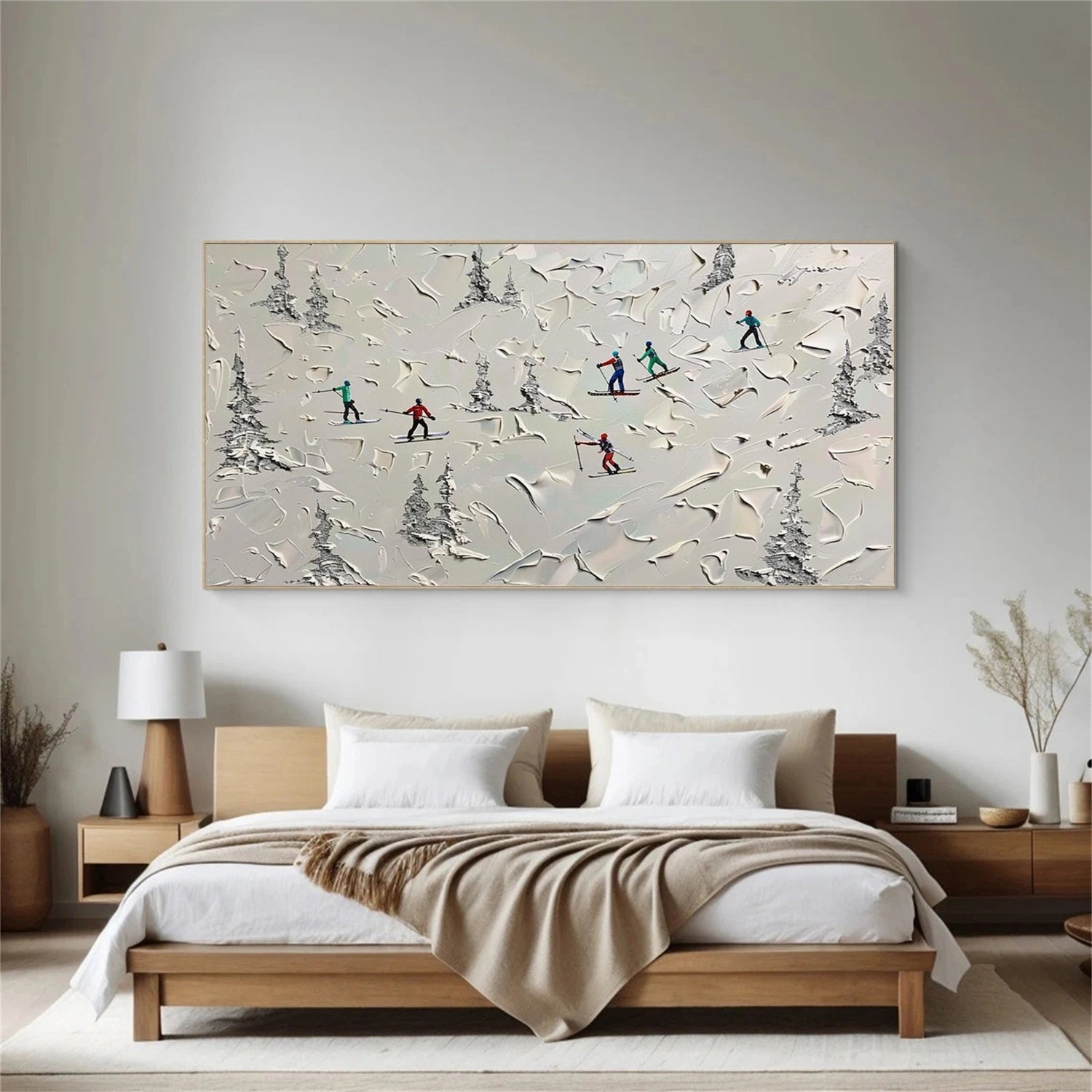 Skiing Sport Textured Wall Art #MS079