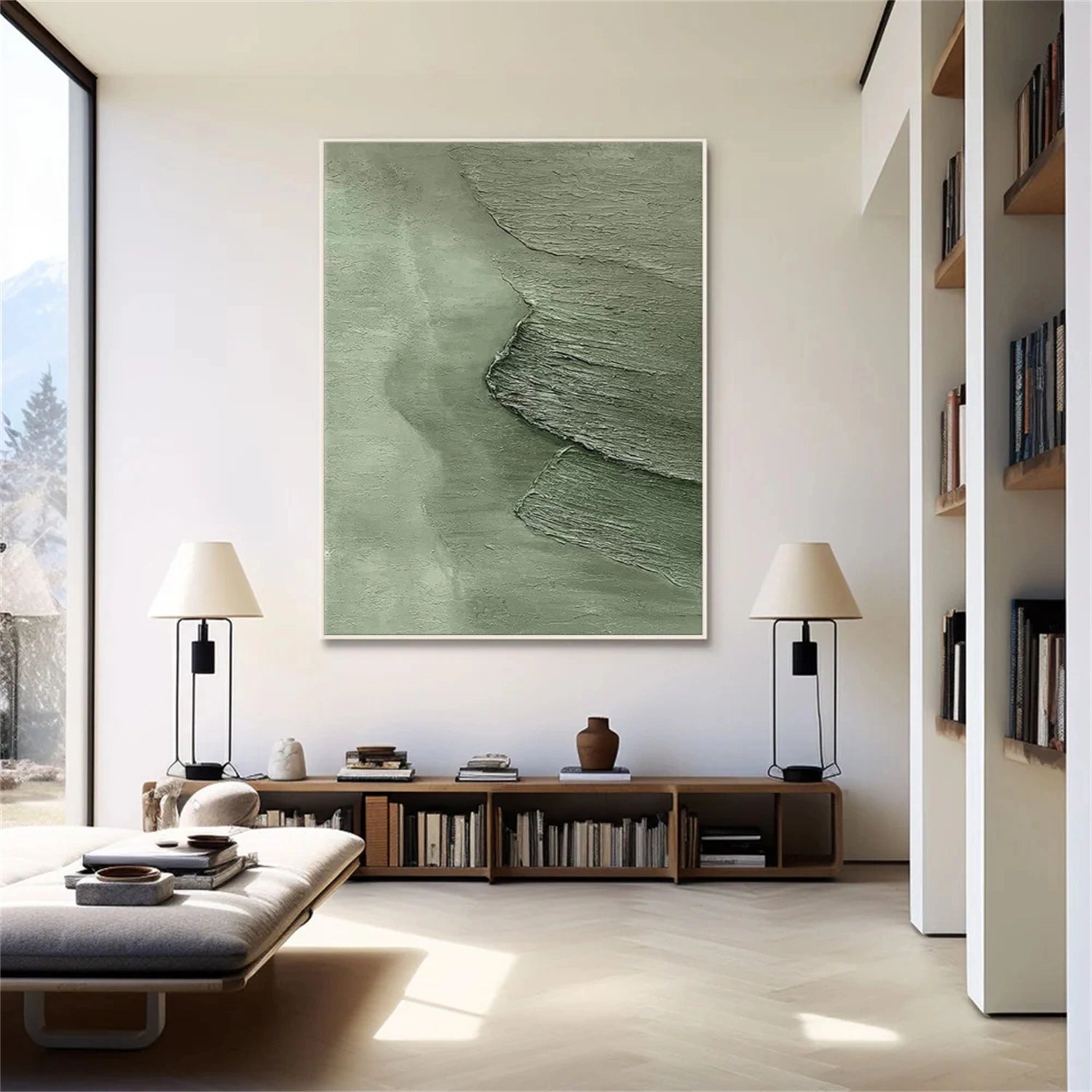Green Ocean Abstract Textured Wall Art #OP039