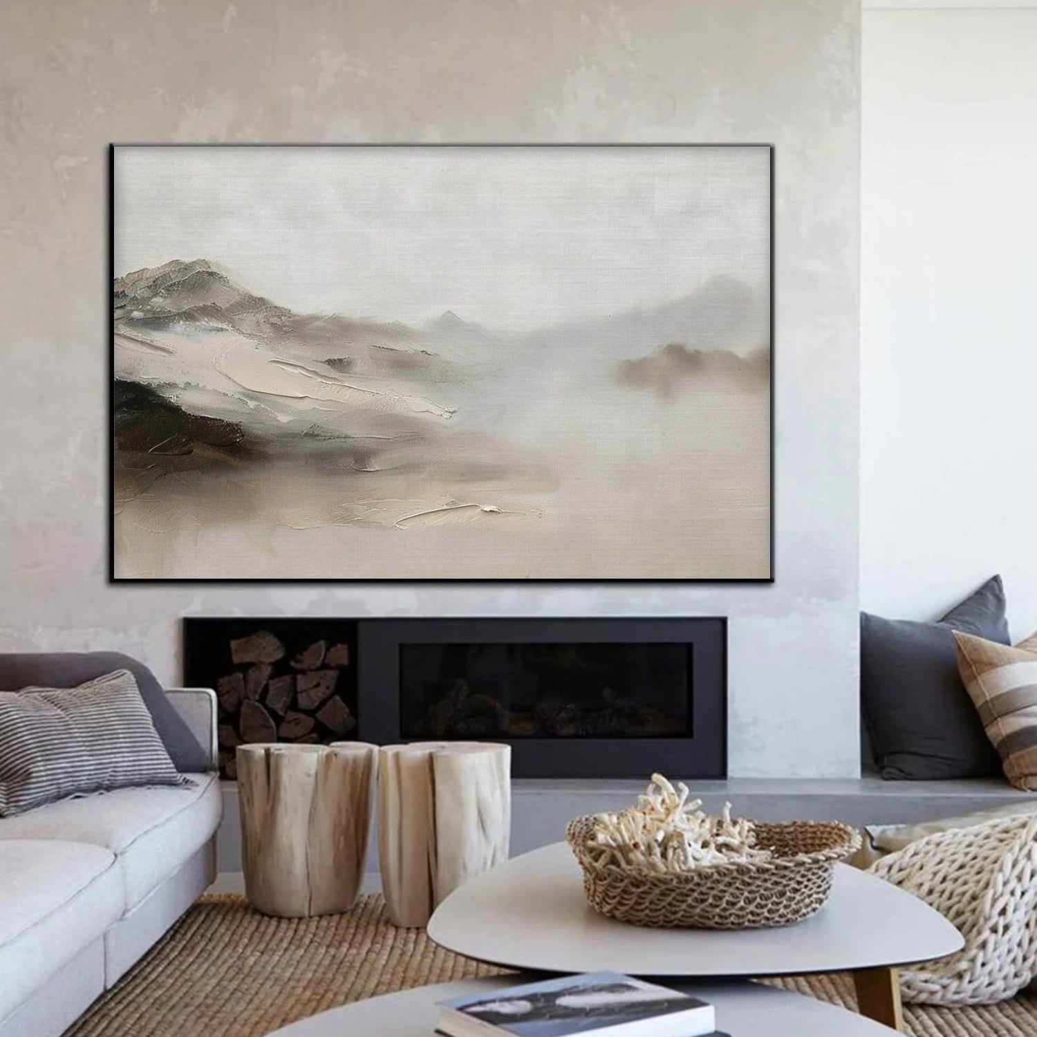 Abstract Mountain Textured Canvas Art #MO055