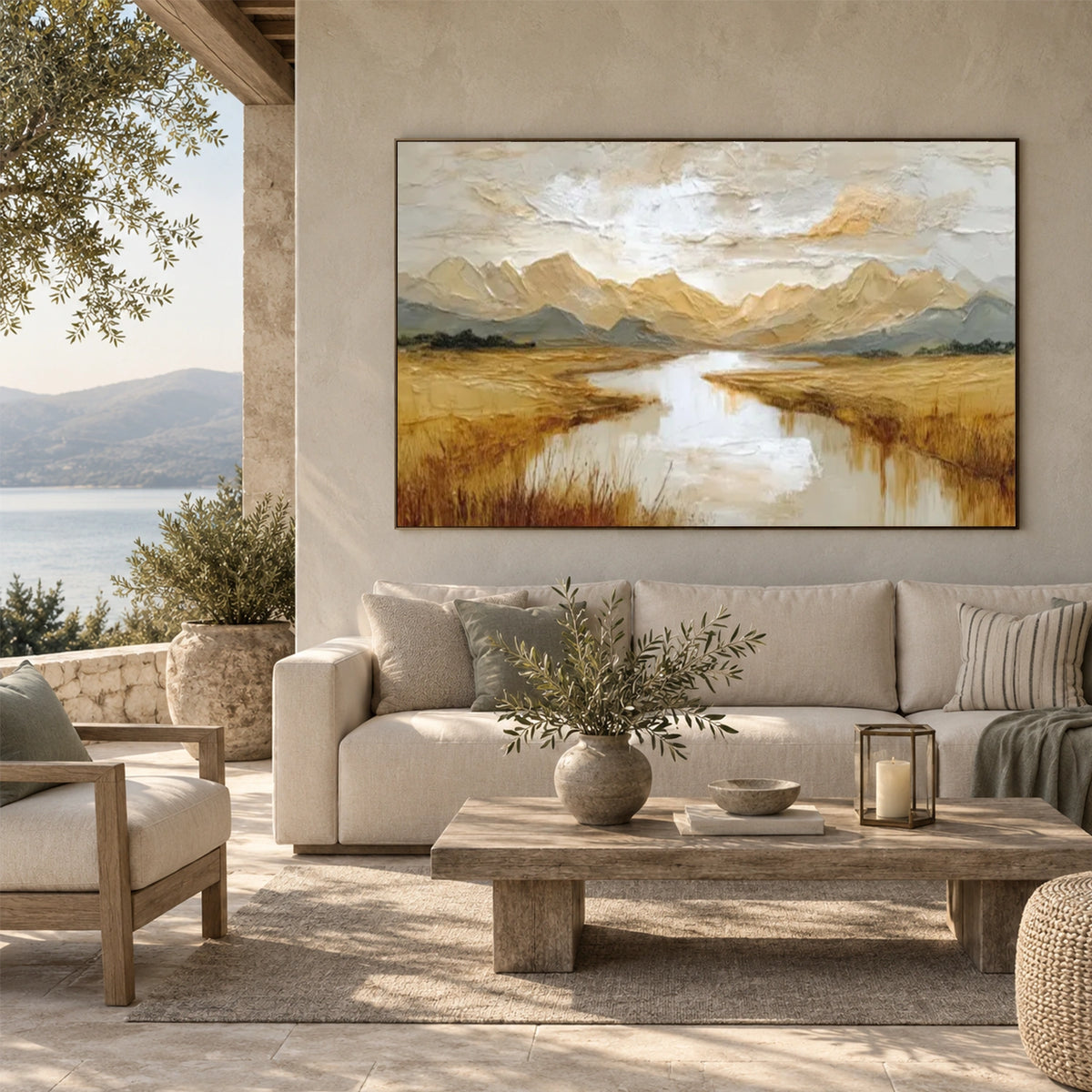 Abstract Mountain Textured Canvas Art #MO086