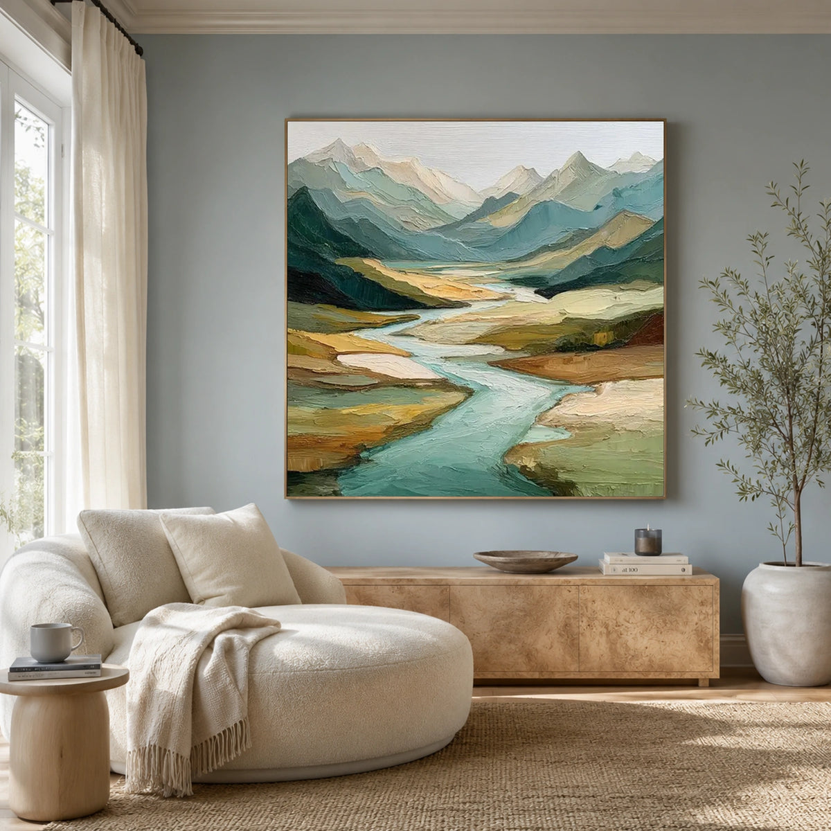 Abstract Mountain Textured Canvas Art #MO084