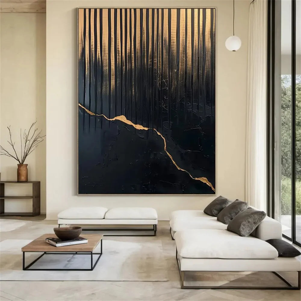 Black Minimalist Textured Canvas #MT096