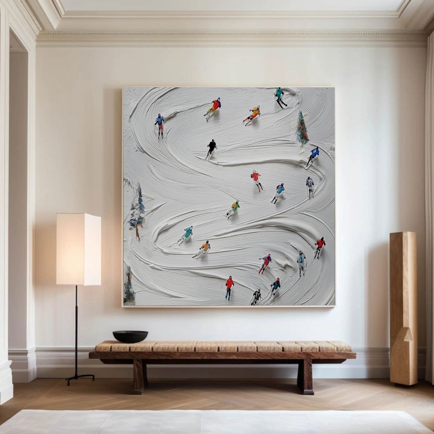 Skiing Sport Textured Wall Art #MS083
