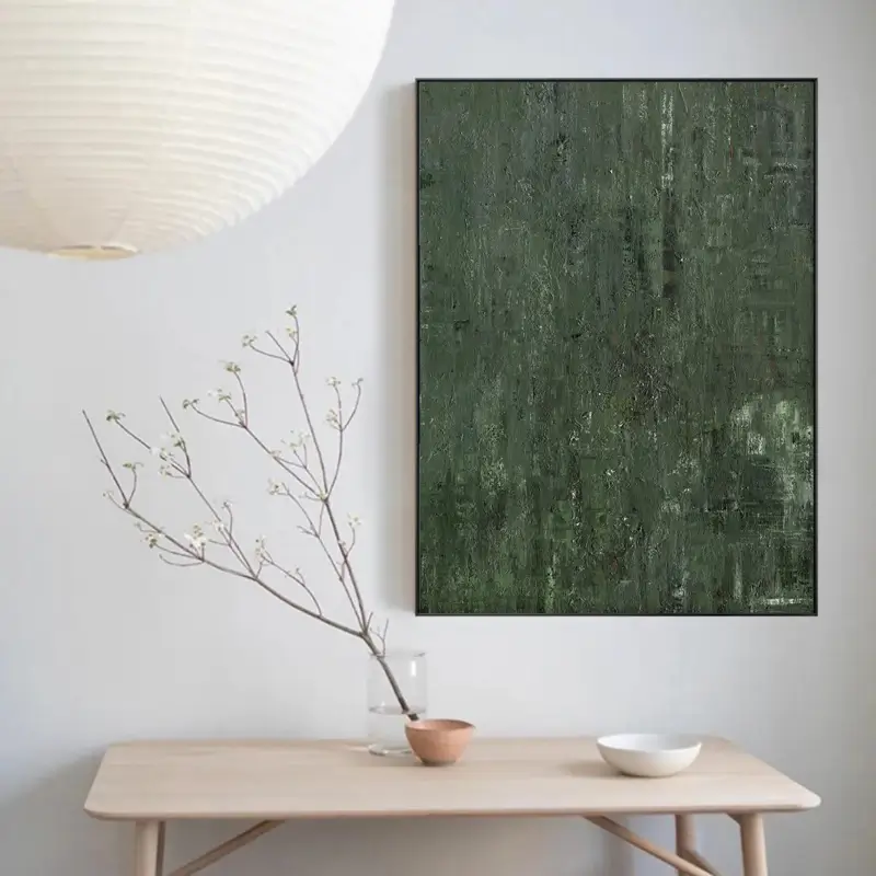 Green Minimalist Textured Painting Canvas #MT092