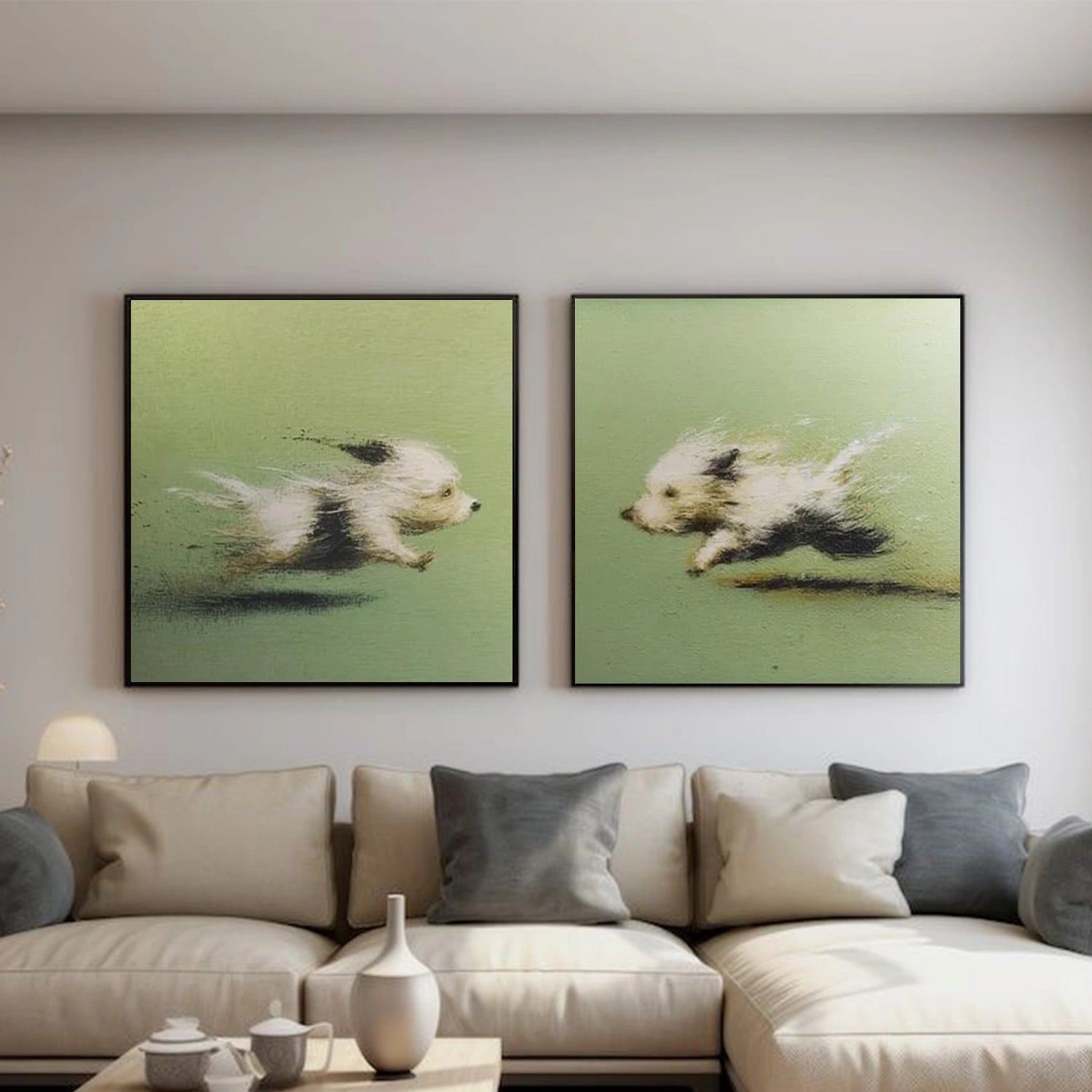 Abstract Animal Dog Wall Art Set of 2 #AC114
