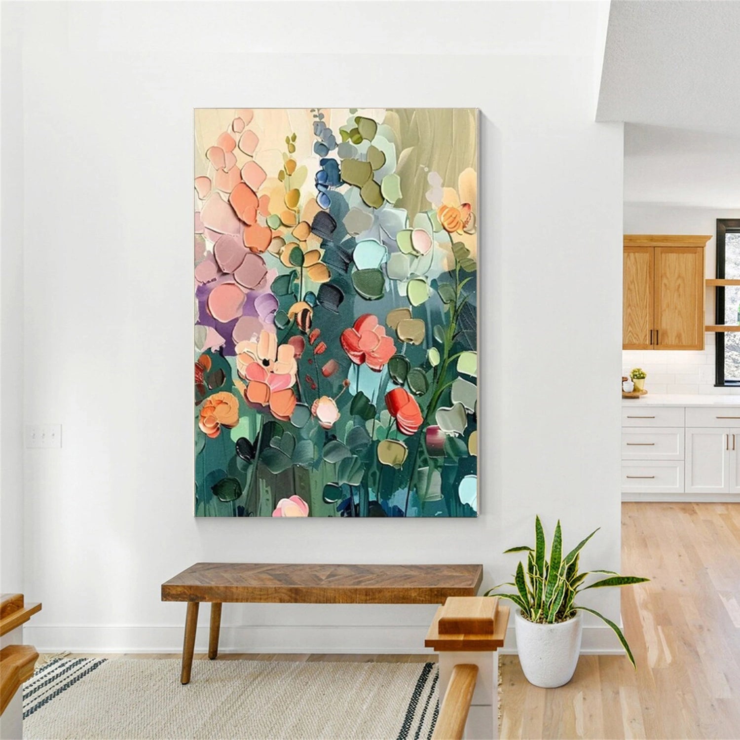 Flower And Tree Textured Painting Canvas #FT011