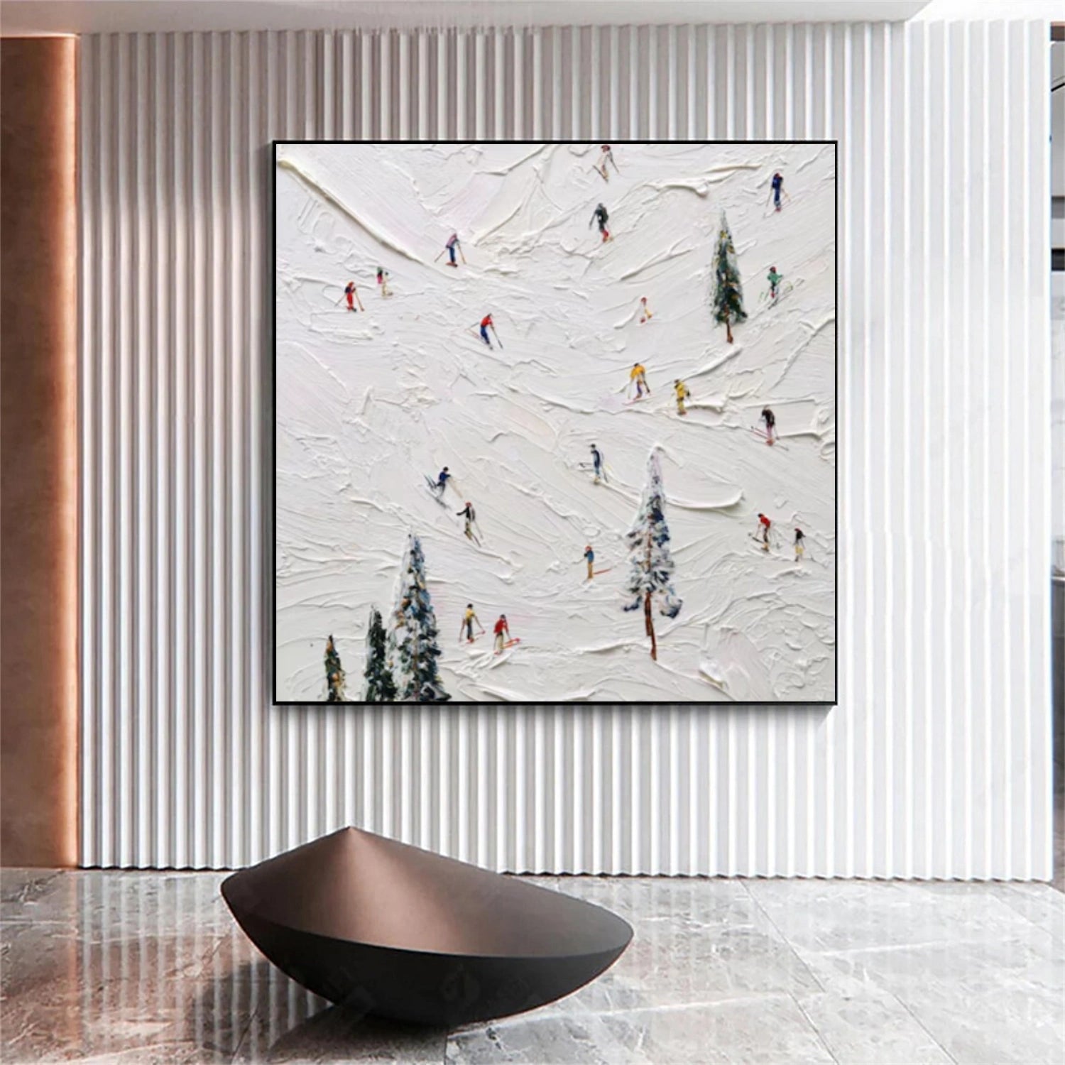 Skiing Sport Textured Wall Art #MS049