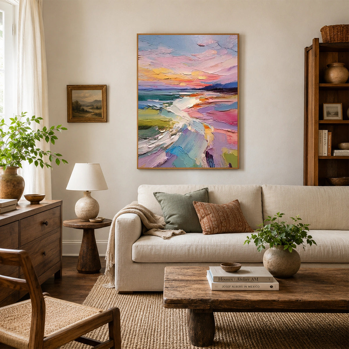 Colorful Ocean And Sky Abstract Textured Wall Art #OS212