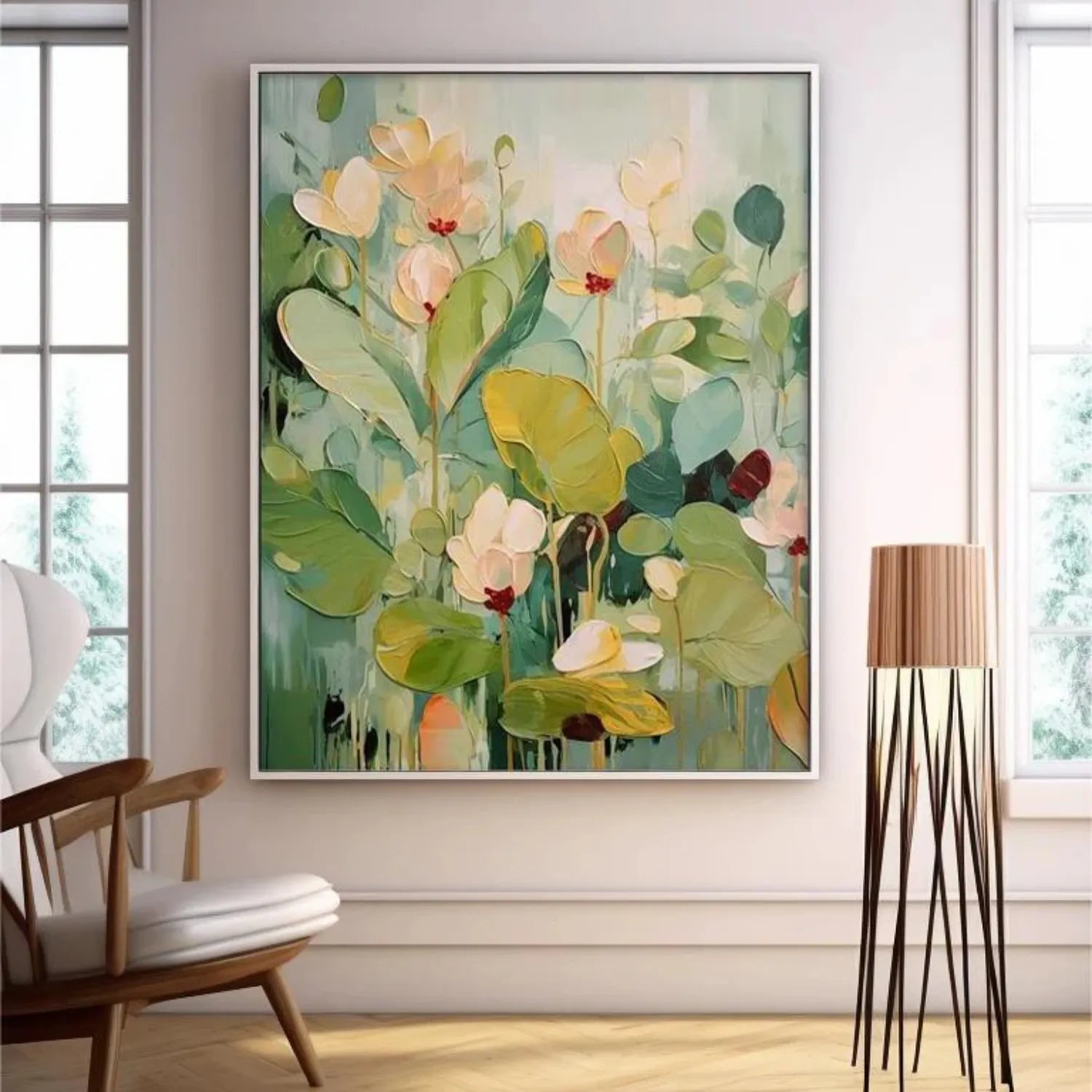 Colorful Flower Textured Painting Canvas FP013 - hand-painted wall art on canvas