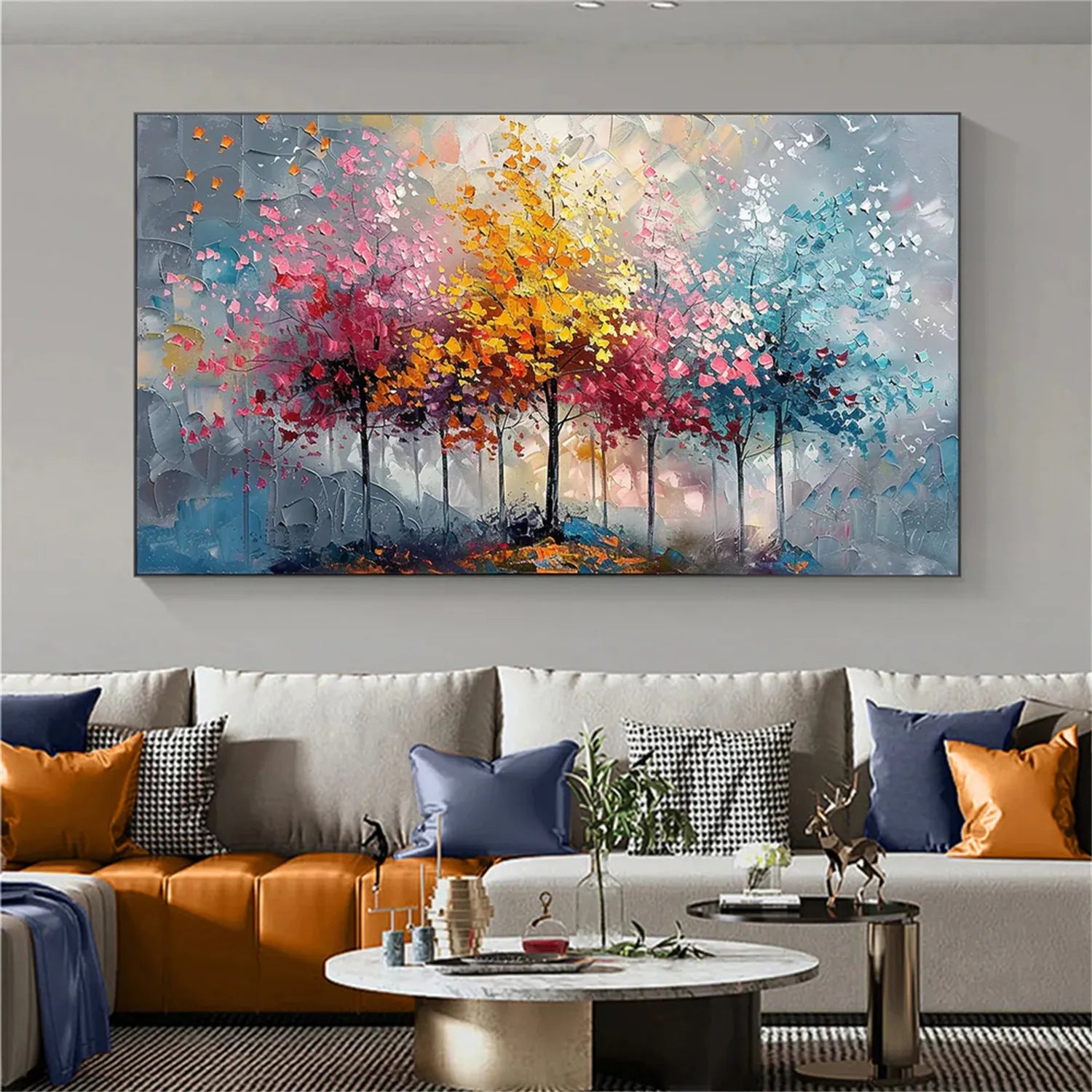 Colorful Tree Textured Painting Canvas #TP010