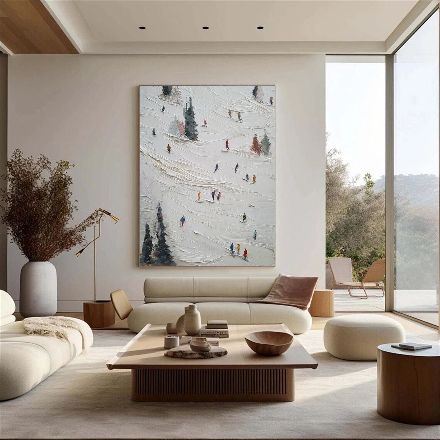 Skiing Sport Textured Wall Art #MS086