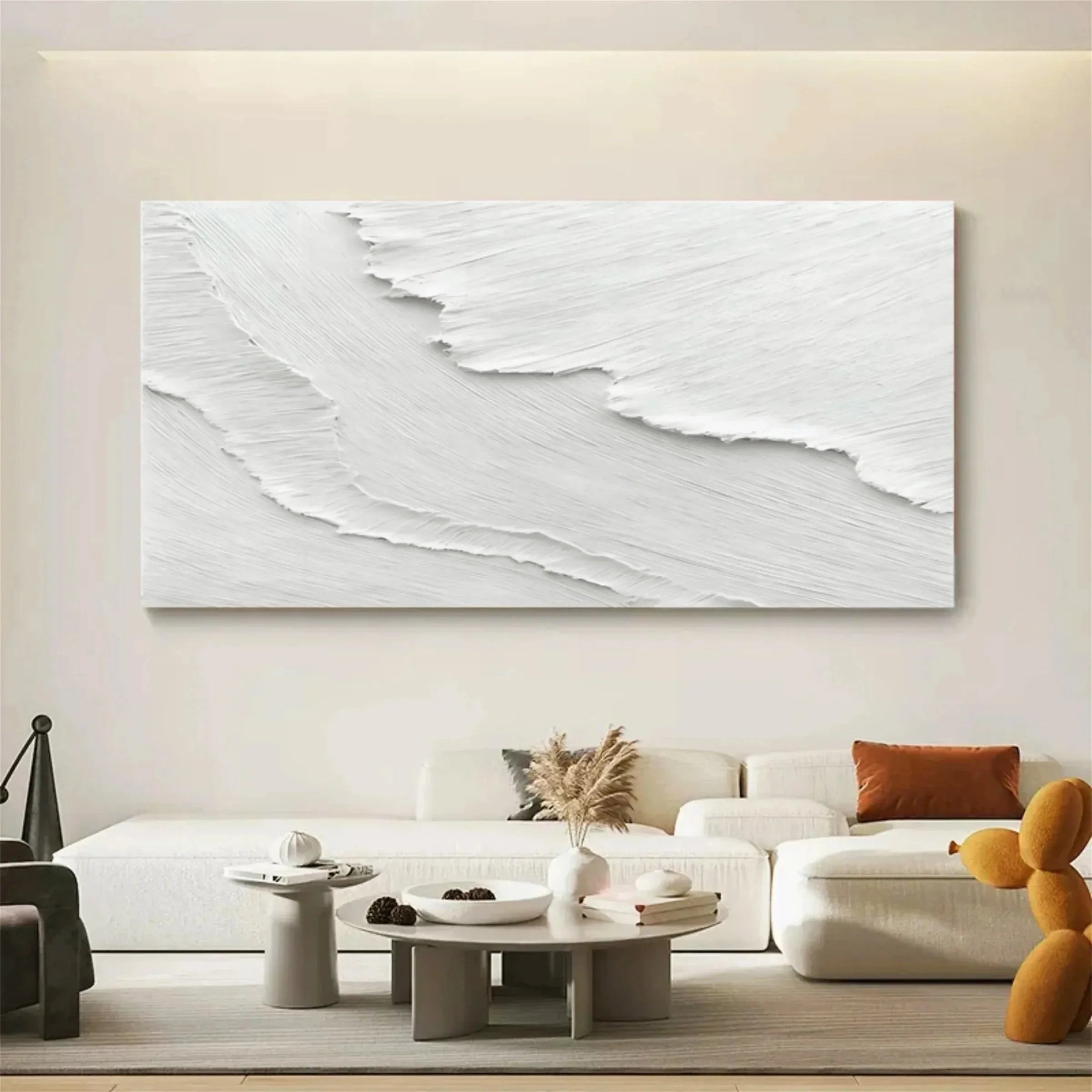 White Minimalist Textured Canvas #MT055
