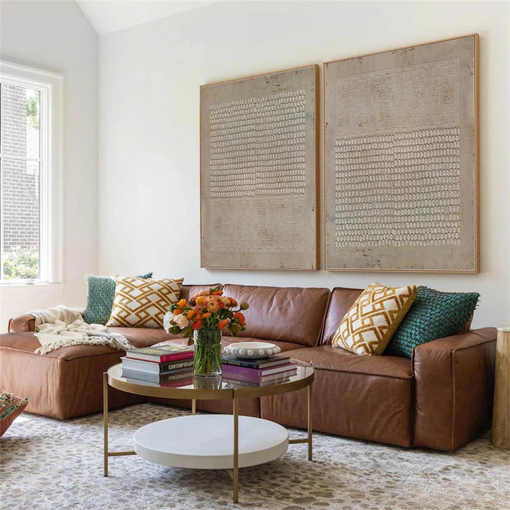 Beige Wabi Sabi Texture Canvas Art Set of 2 #WS004