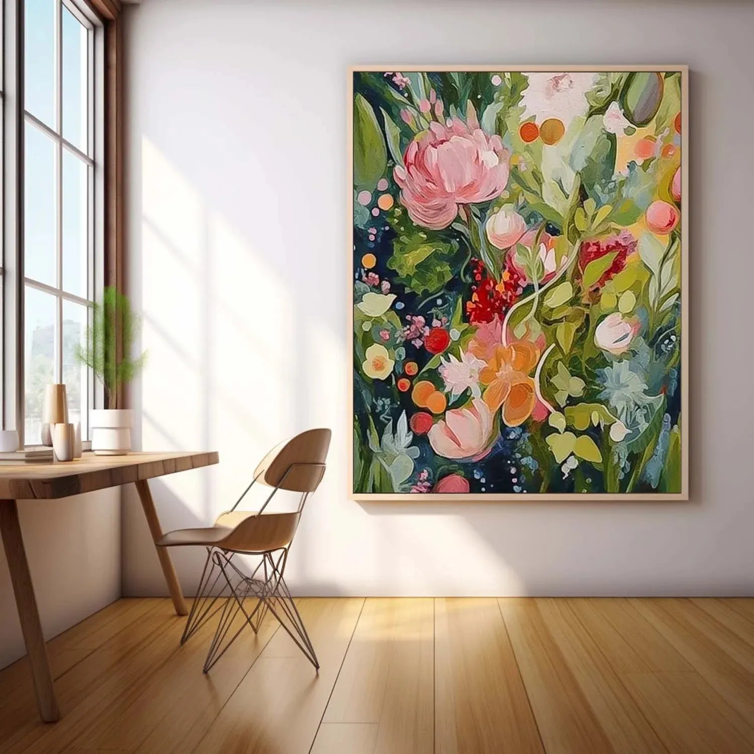 Colorful  Flower Textured Painting Canvas #FP026