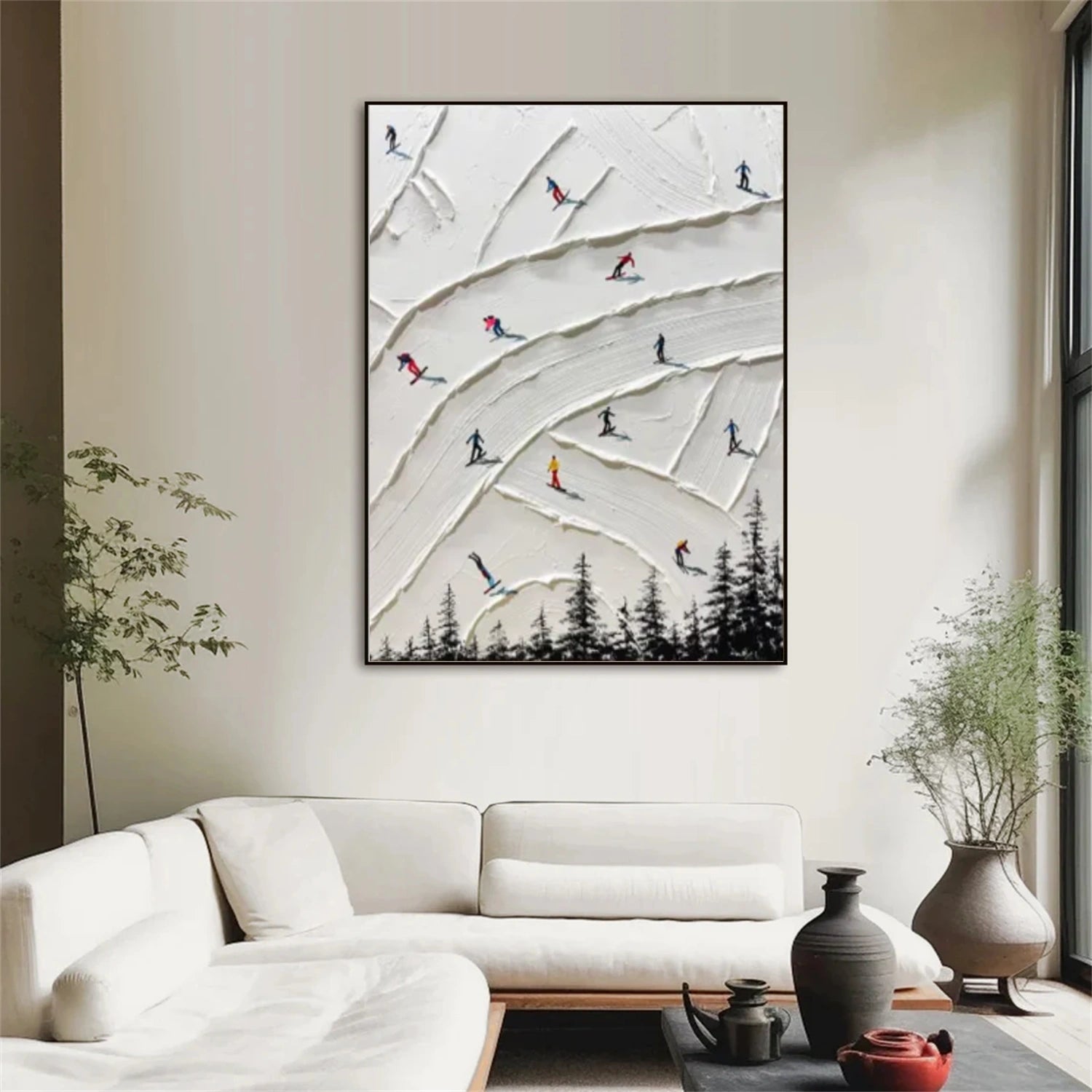 Skiing Sport Textured Wall Art #MS067