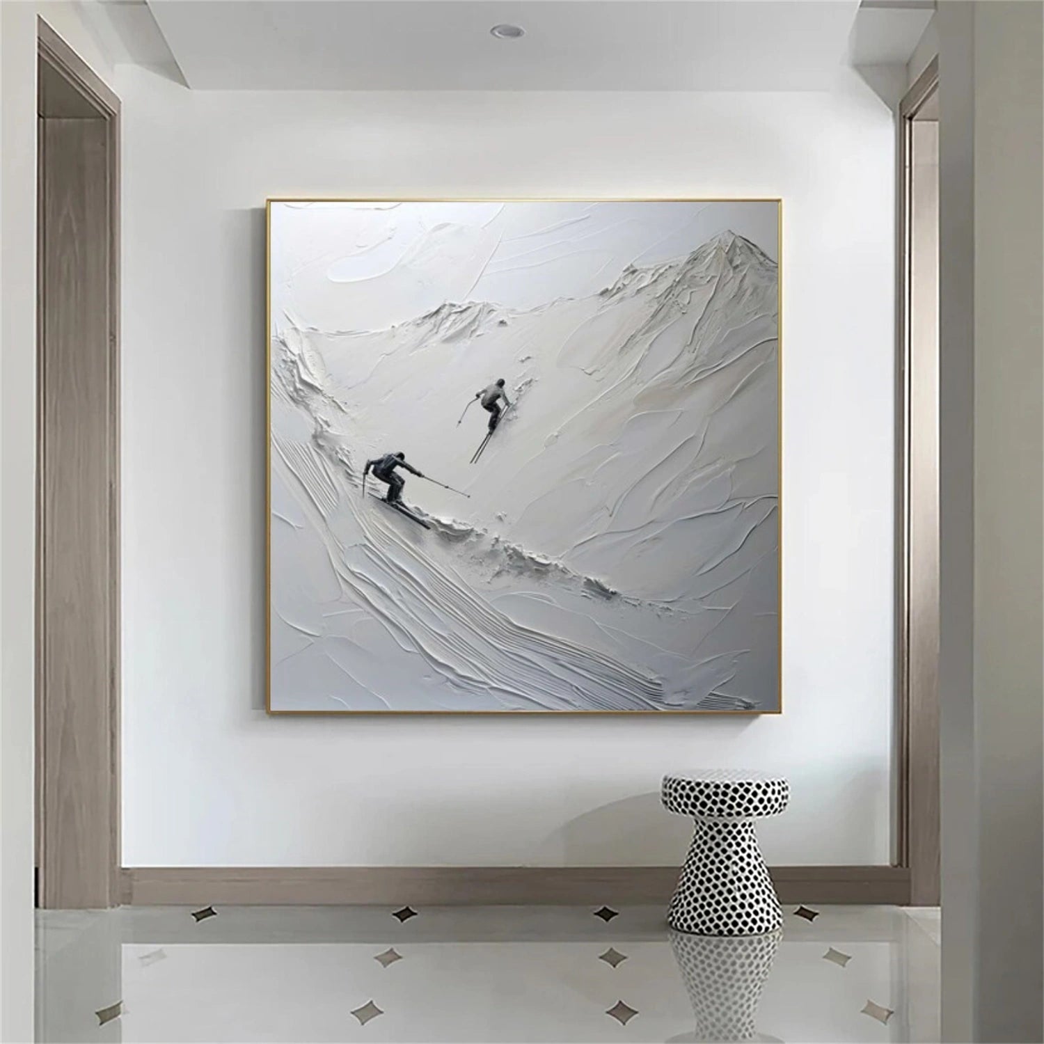 Skiing Sport Textured Wall Art #MS068