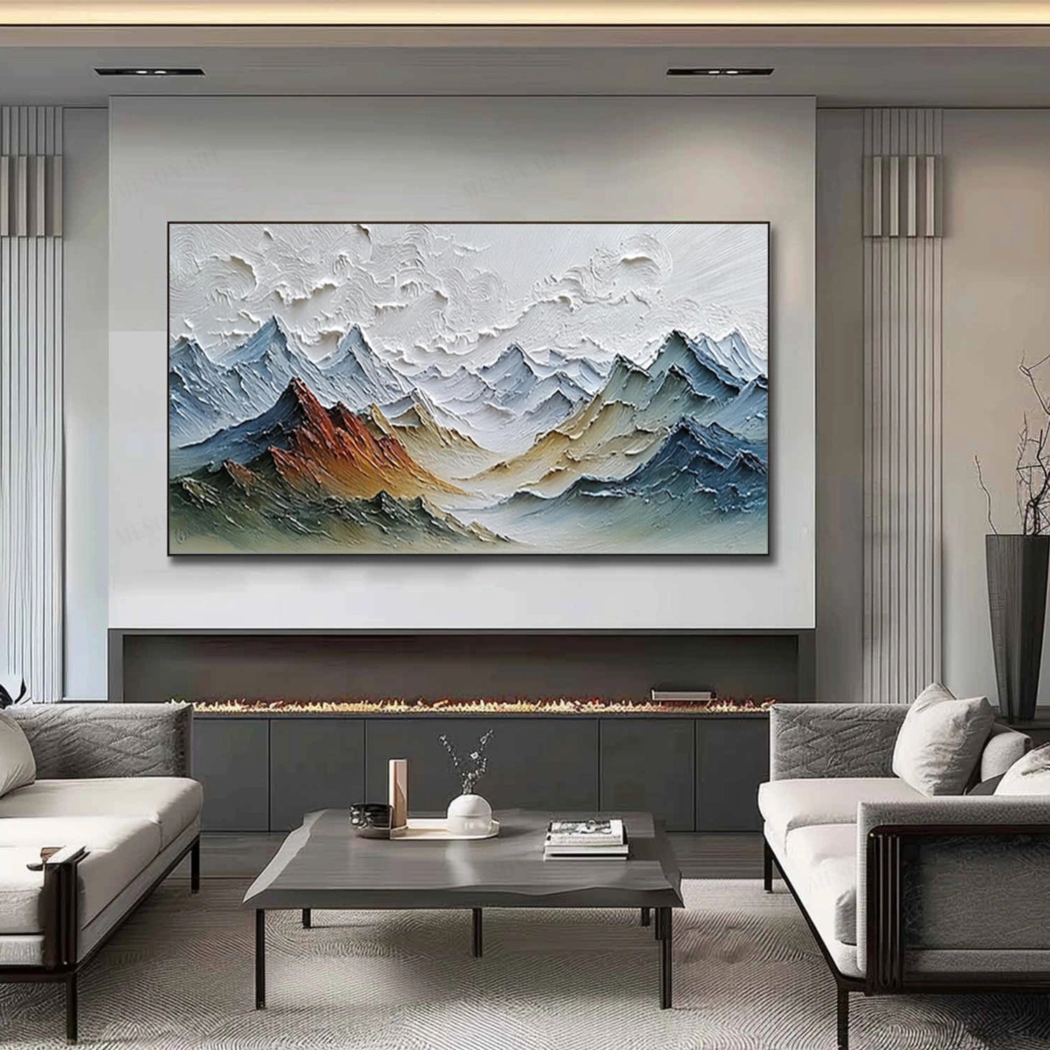 Abstract Mountain Textured Canvas Art #MO039