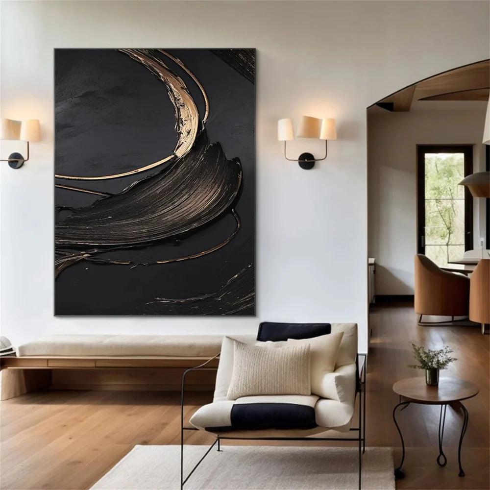 Black Minimalist Textured Canvas #MT086