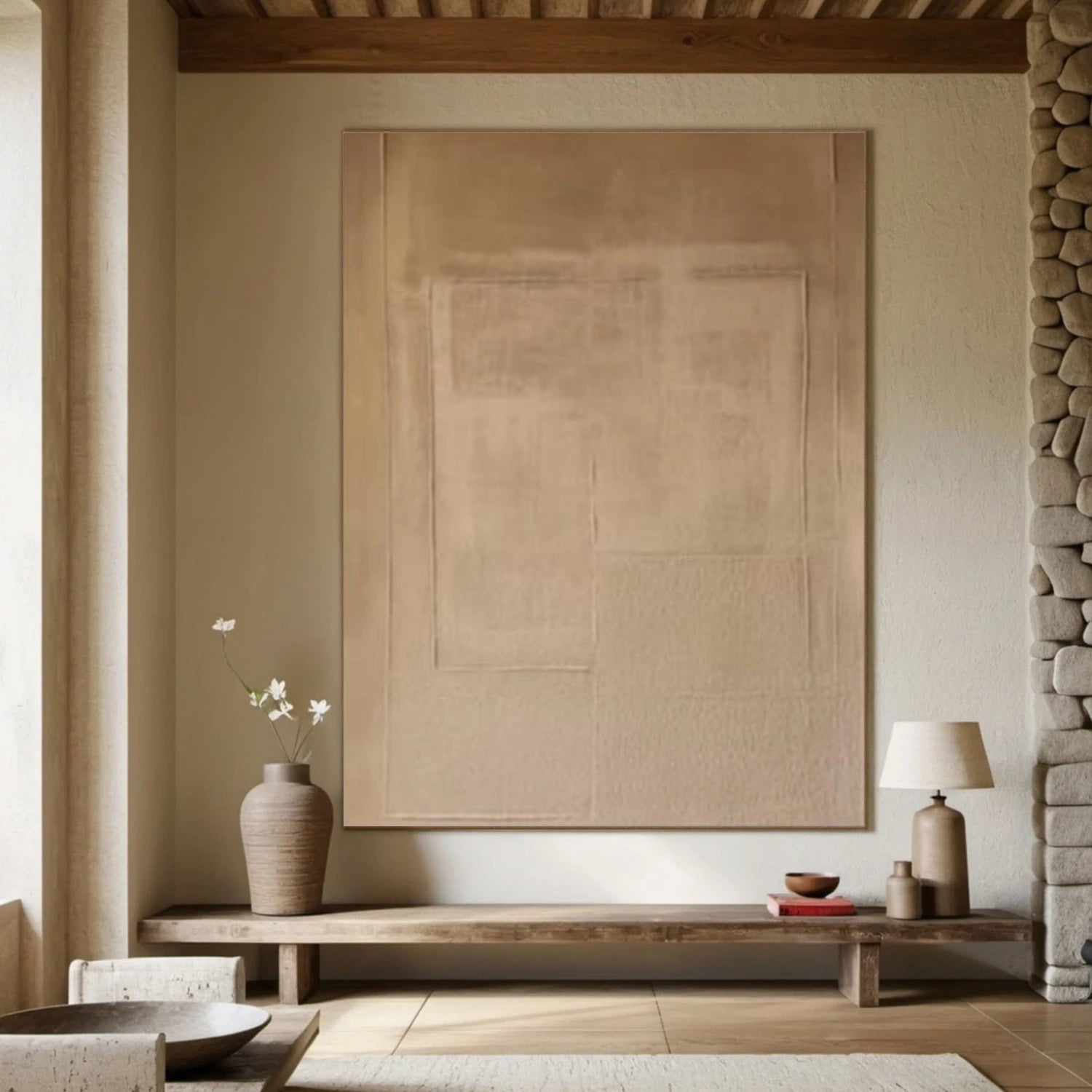 Beige and Brown Wabi Sabi Canvas Art #WS111