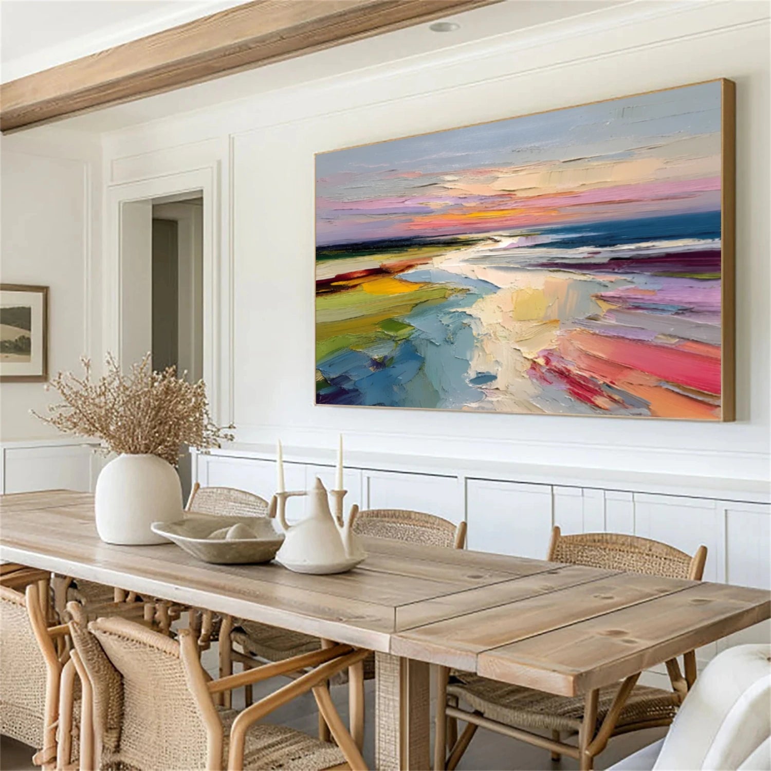 Colorful Ocean And Sky Abstract Textured Wall Art #OS134