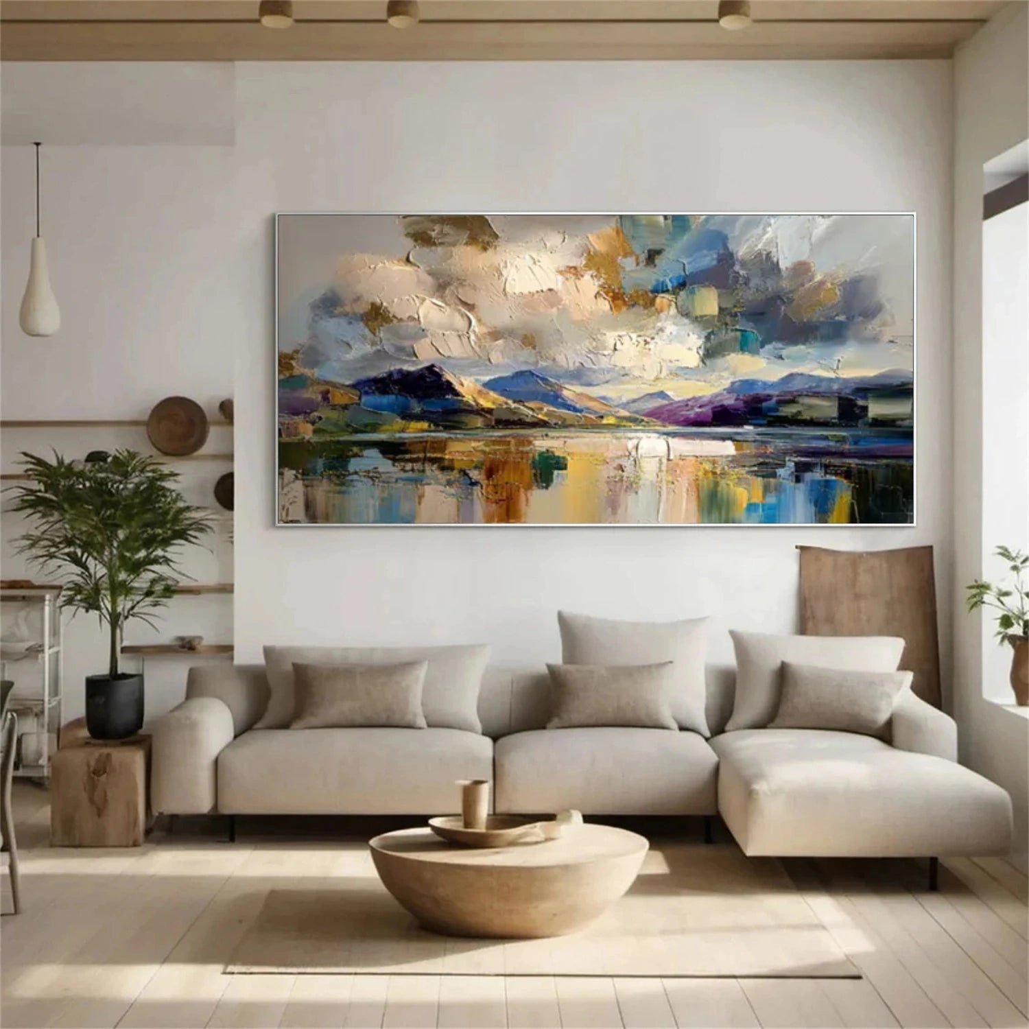 Colorful Ocean And Sky Abstract Textured Wall Art #OS099