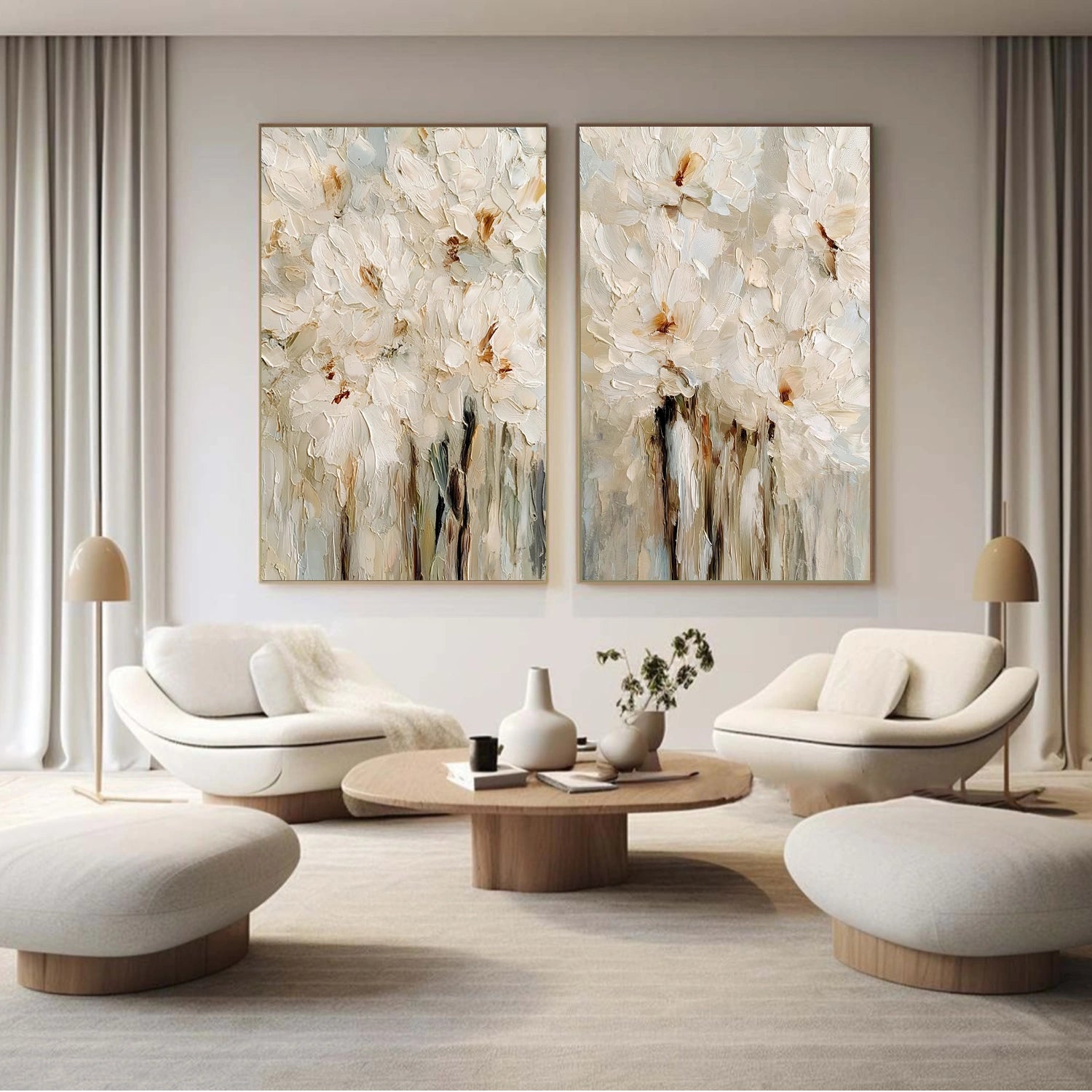 Flower Abstract Textured Wall Art Set of 2 #FP177
