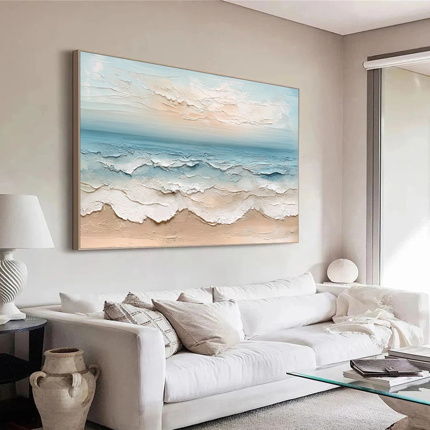 Ocean And Sky Abstract Textured Wall Art #OS056