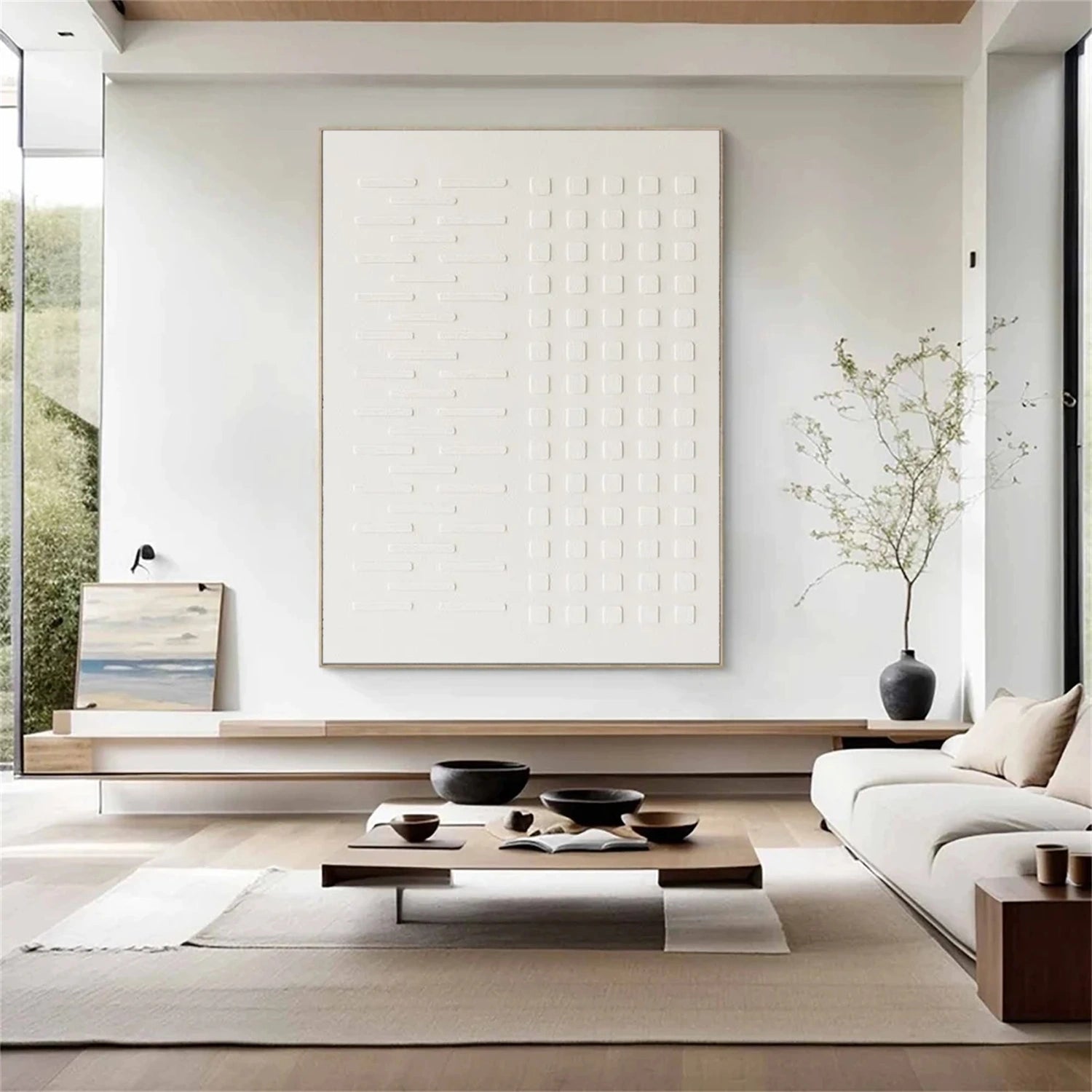 White Minimalist Textured Canvas Art #MT190