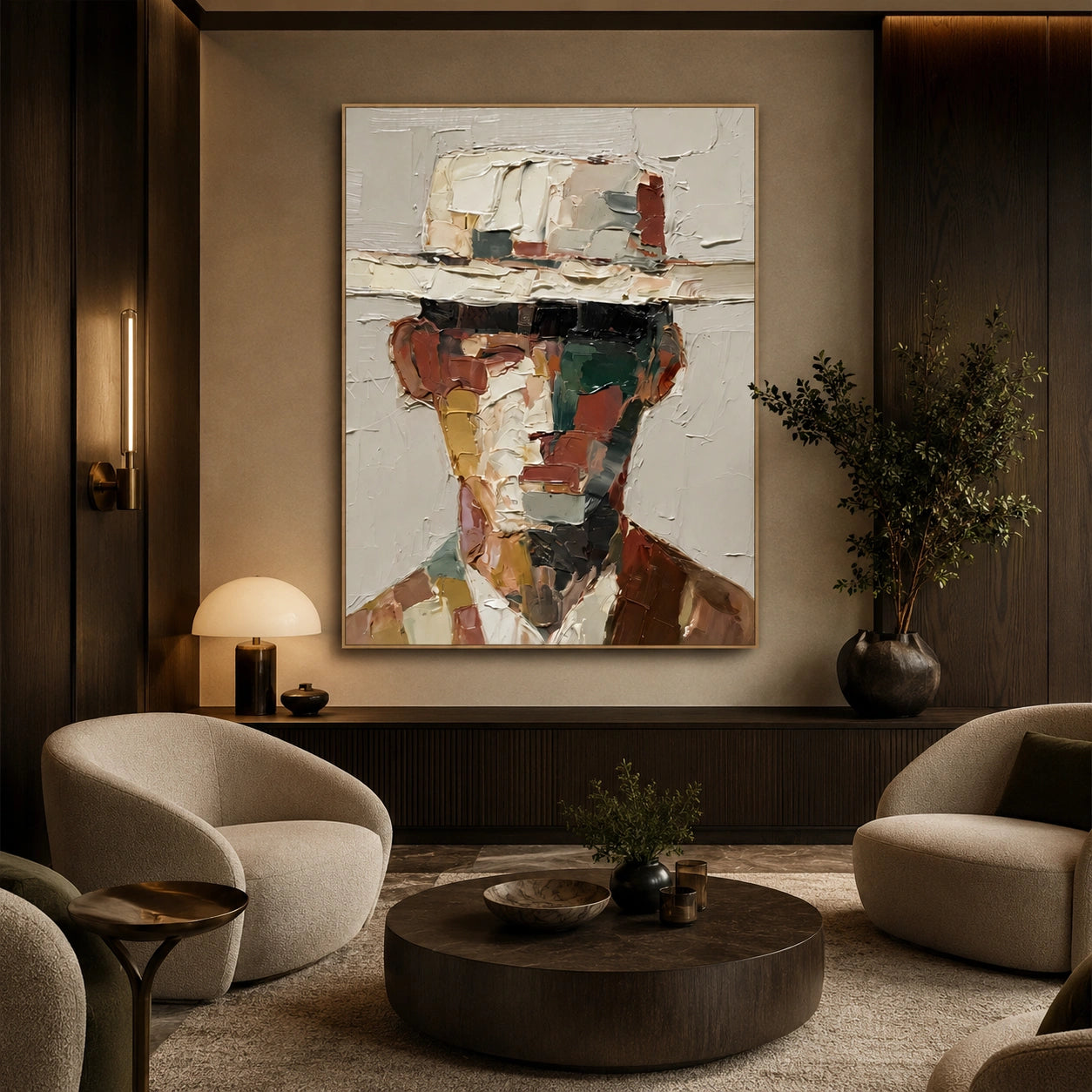 Abstract Portrait Textured Canvas Art #AE159