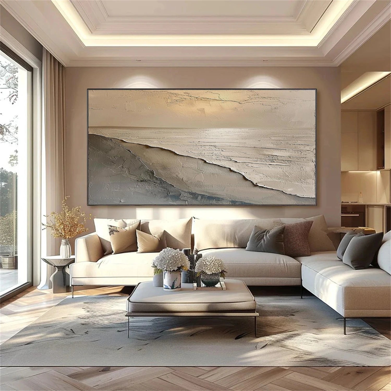 Ocean And Sky Abstract Textured Wall Art #OS136