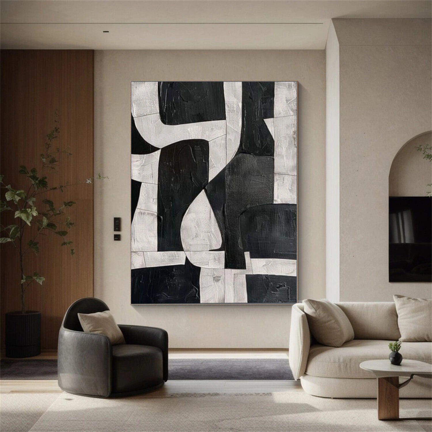 Black and White Wabi Sabi Textured Canvas Art #WS119