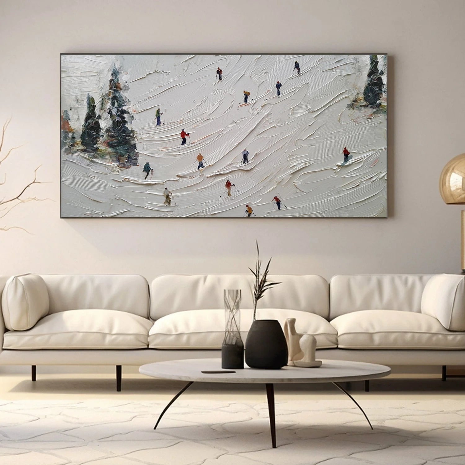 Skiing Sport Textured Wall Art #MS078
