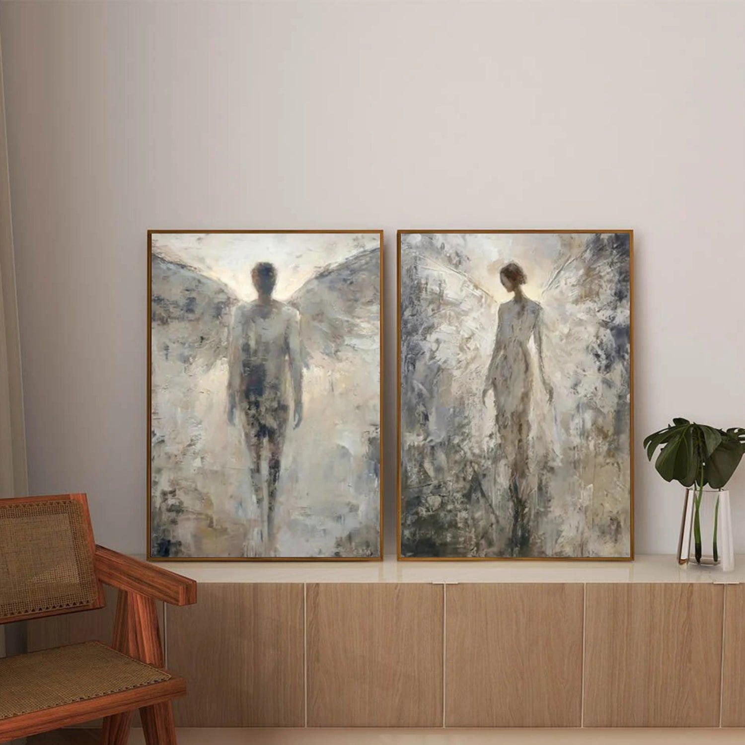 Abstract Angel Portrait Canvas Art Set of 2 #AE134