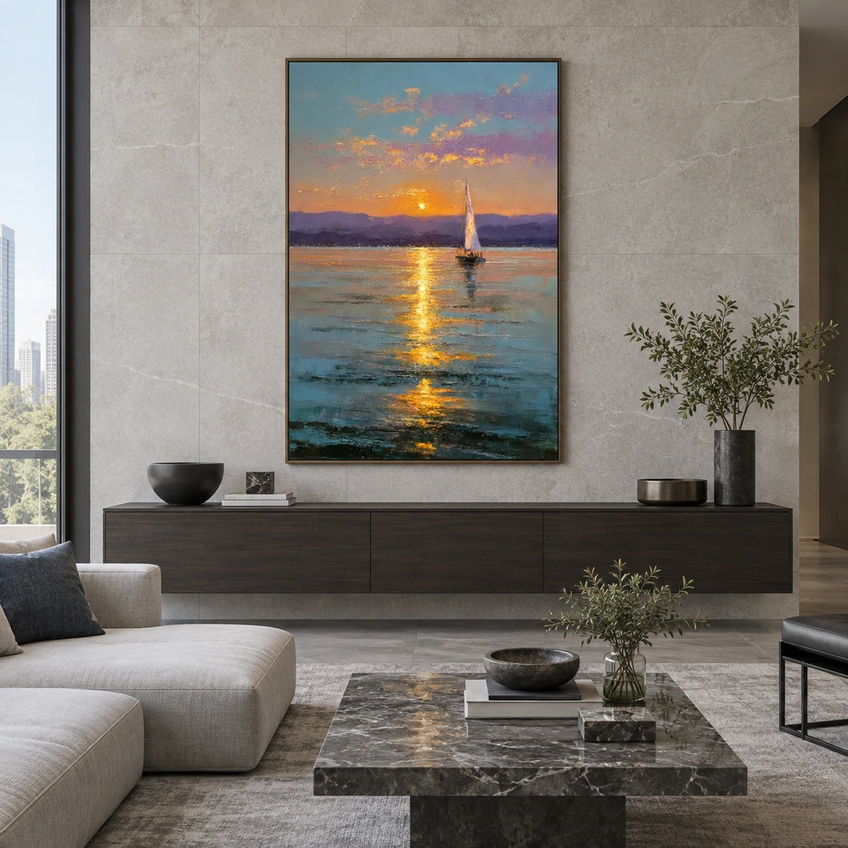 Ocean And Sky Abstract Textured Wall Art #OS213