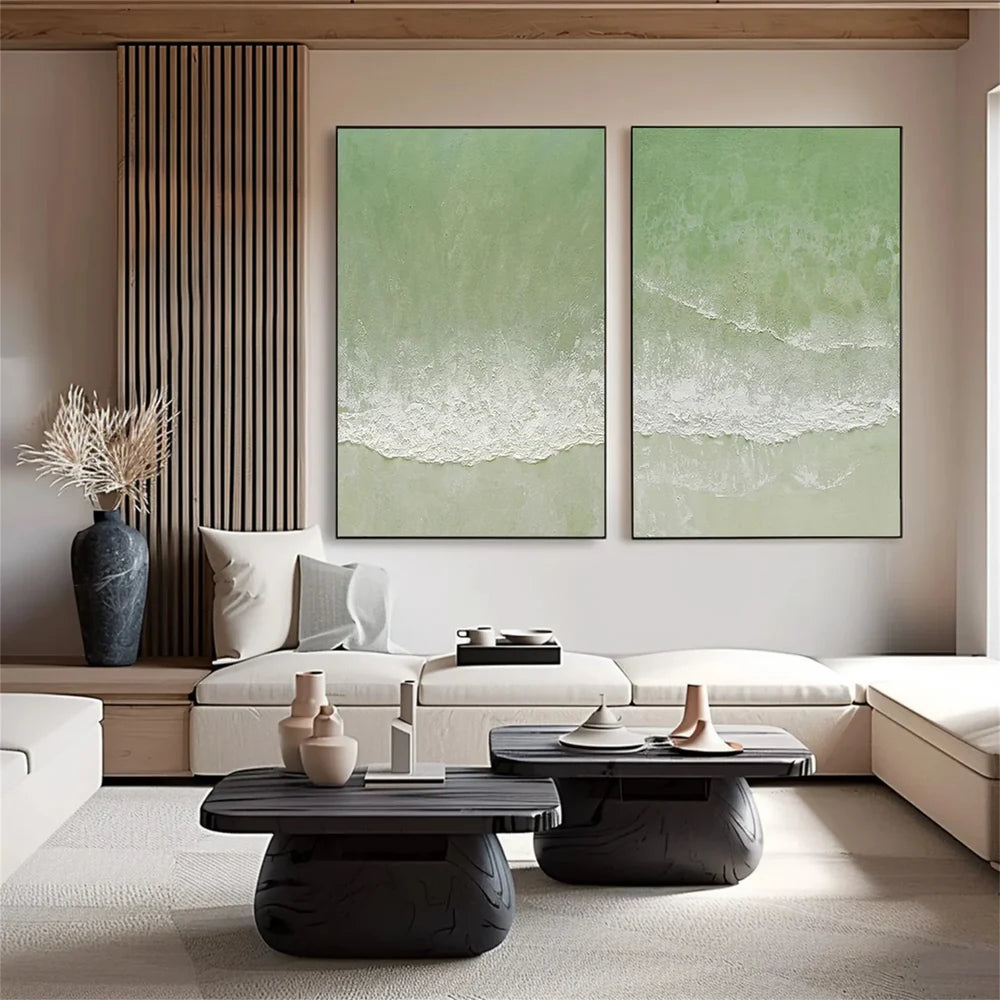 Ocean and Sky Textured Painting Canvas Set of 2 #OS031
