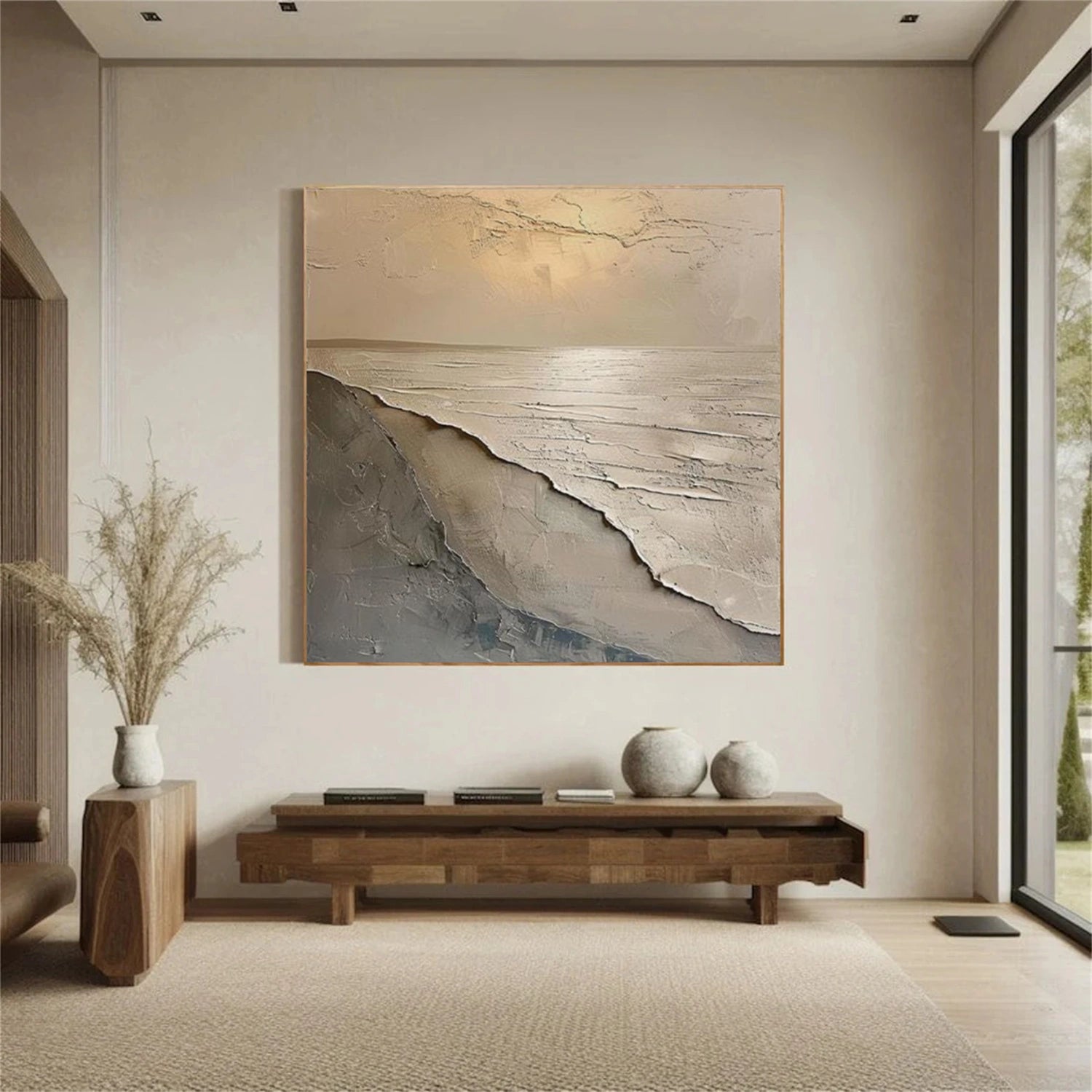 Ocean And Sky Abstract Textured Wall Art #OS135