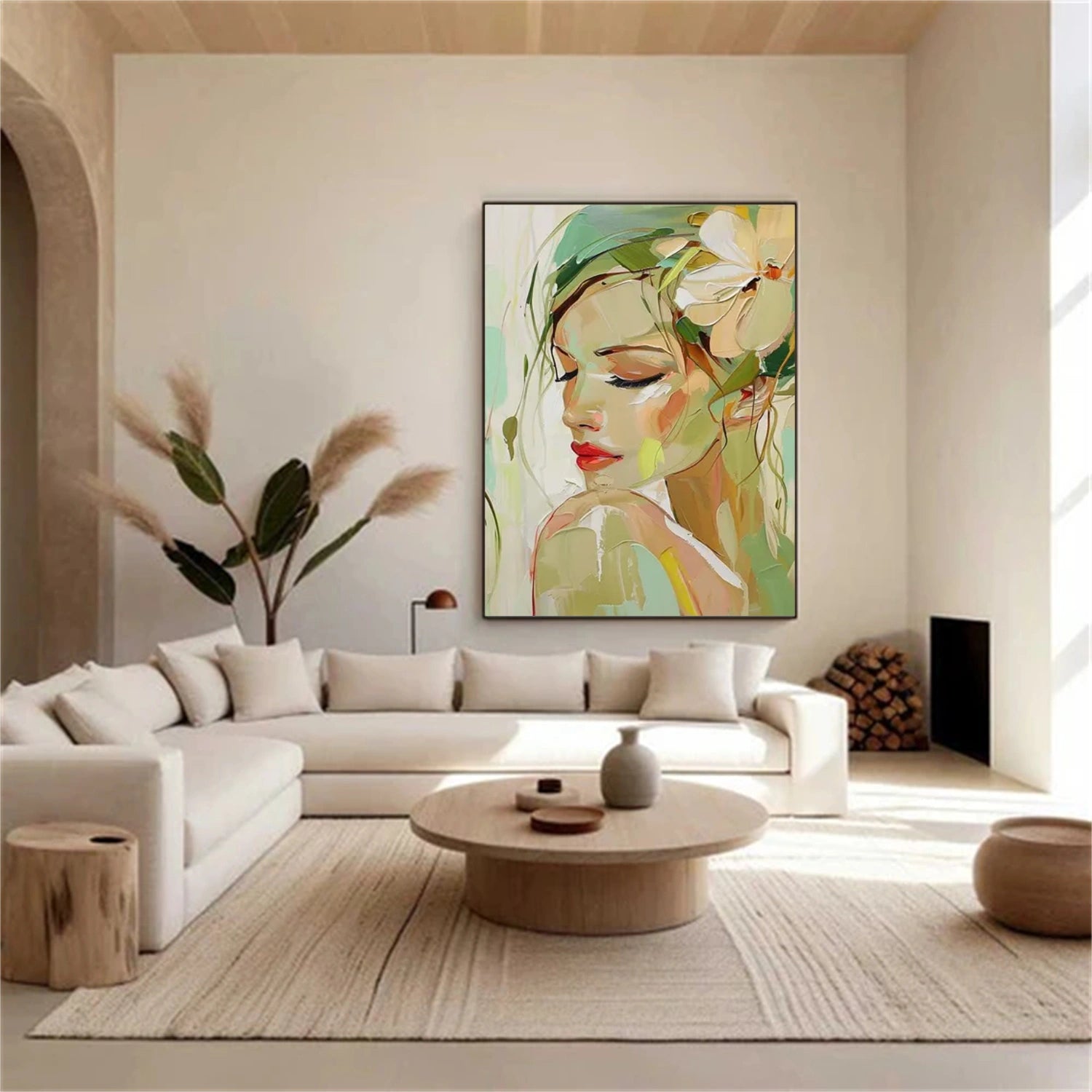 Abstract Portrait Textured Canvas Art #AE049