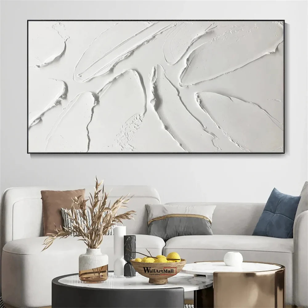 White Minimalist Textured Canvas #MT095