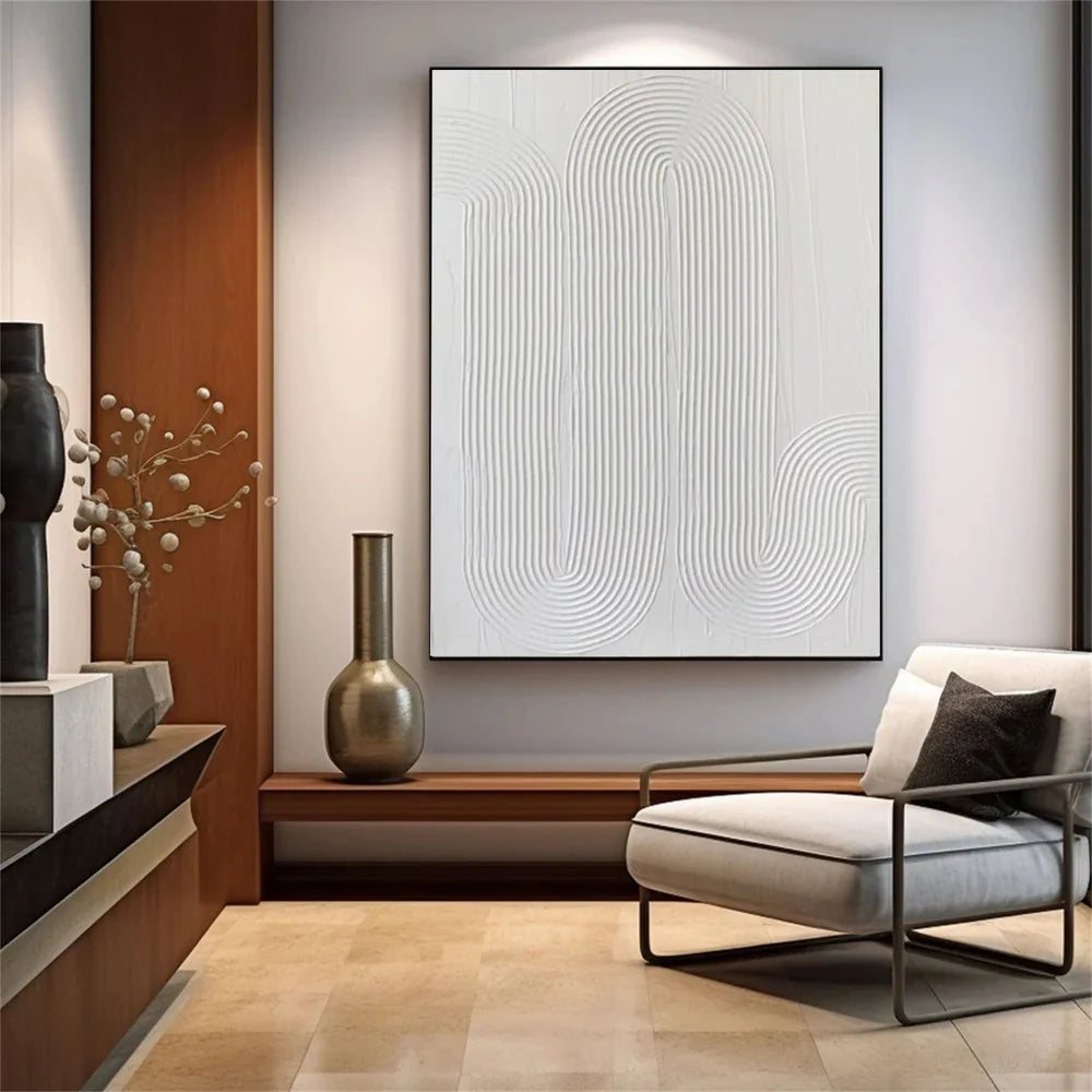 White Minimalist Textured Canvas #MT109