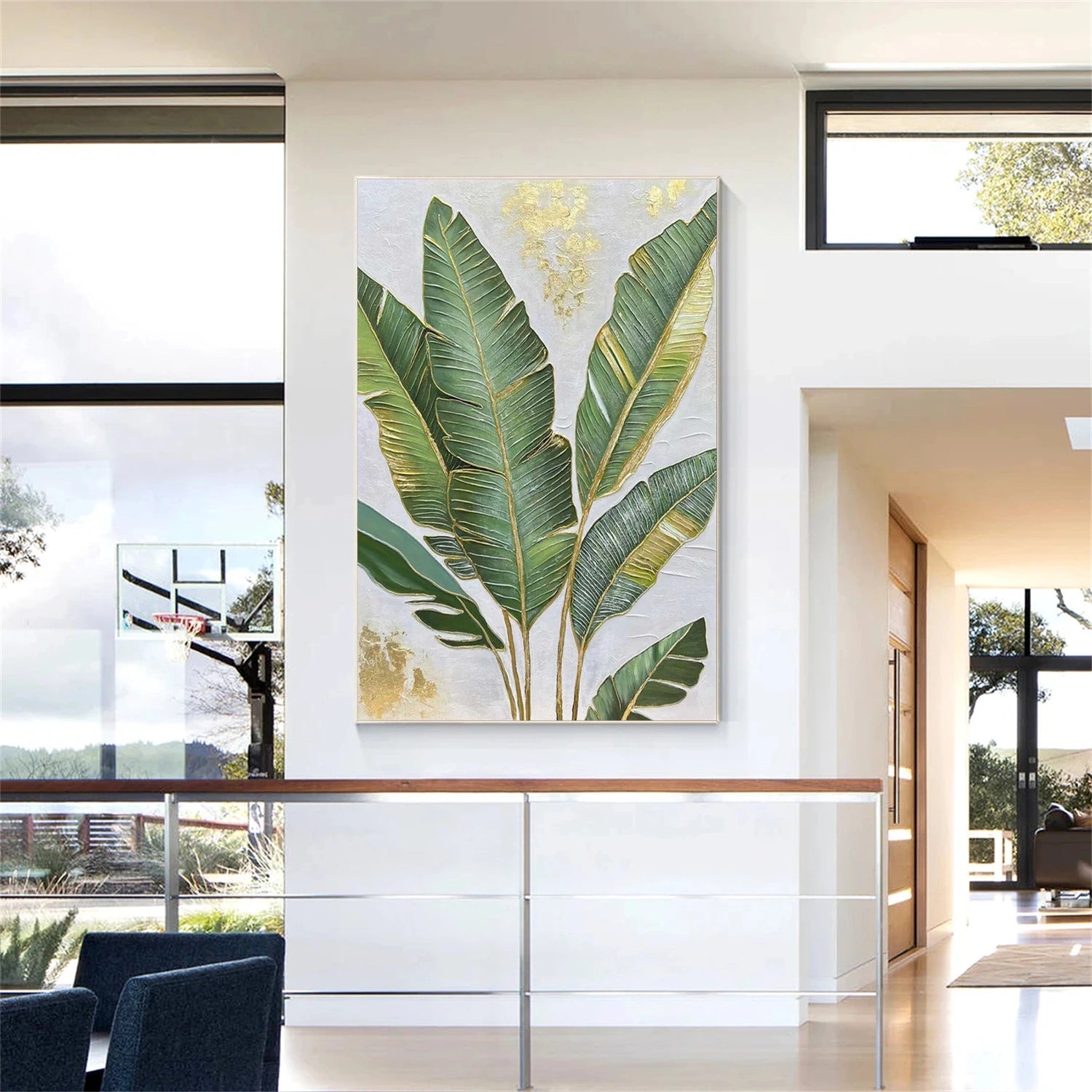 Green Flower Texture Painting Canvas #FP096